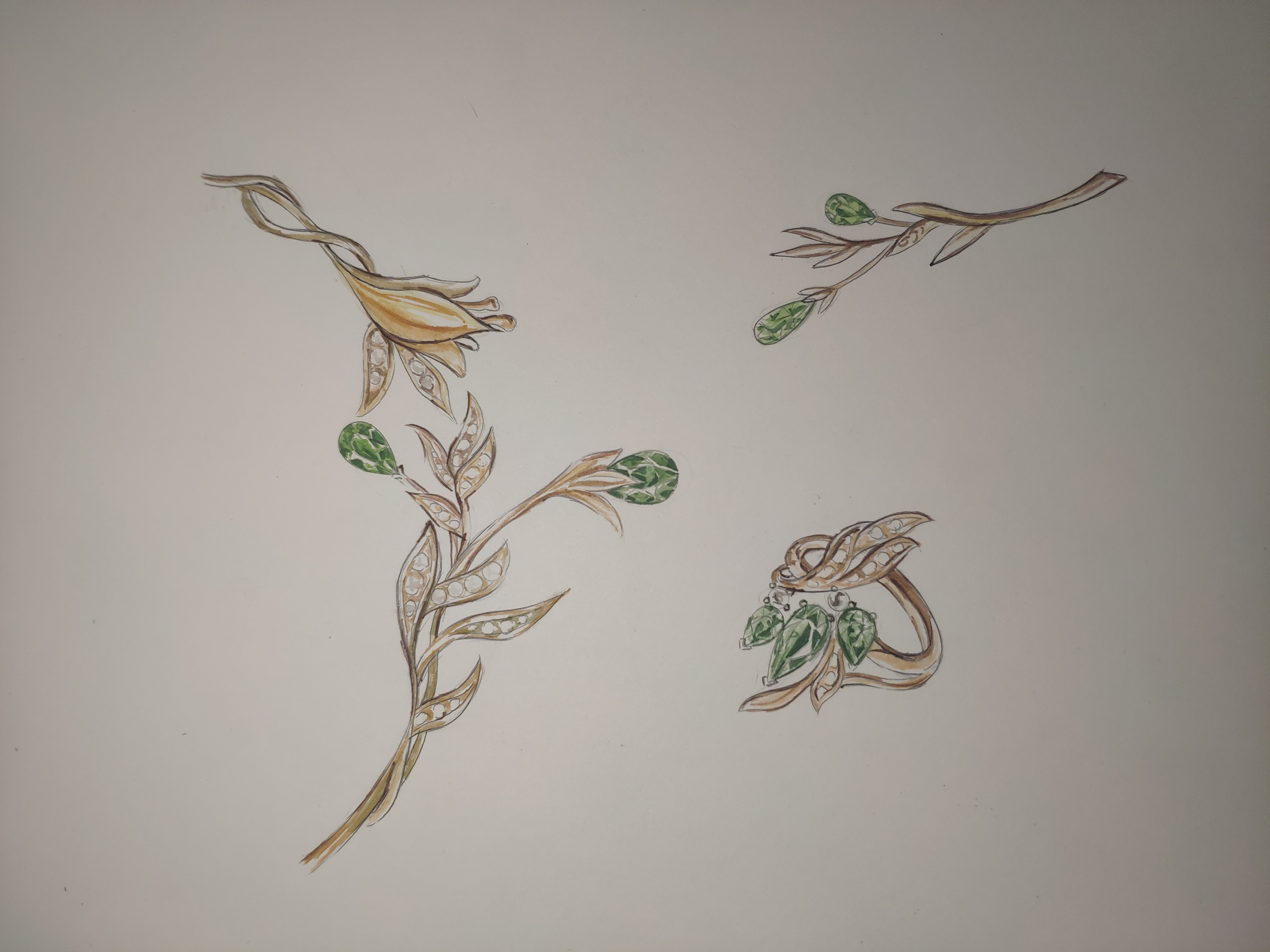 jewelry，Ring，Necklace，olive，K gold，Free creation，