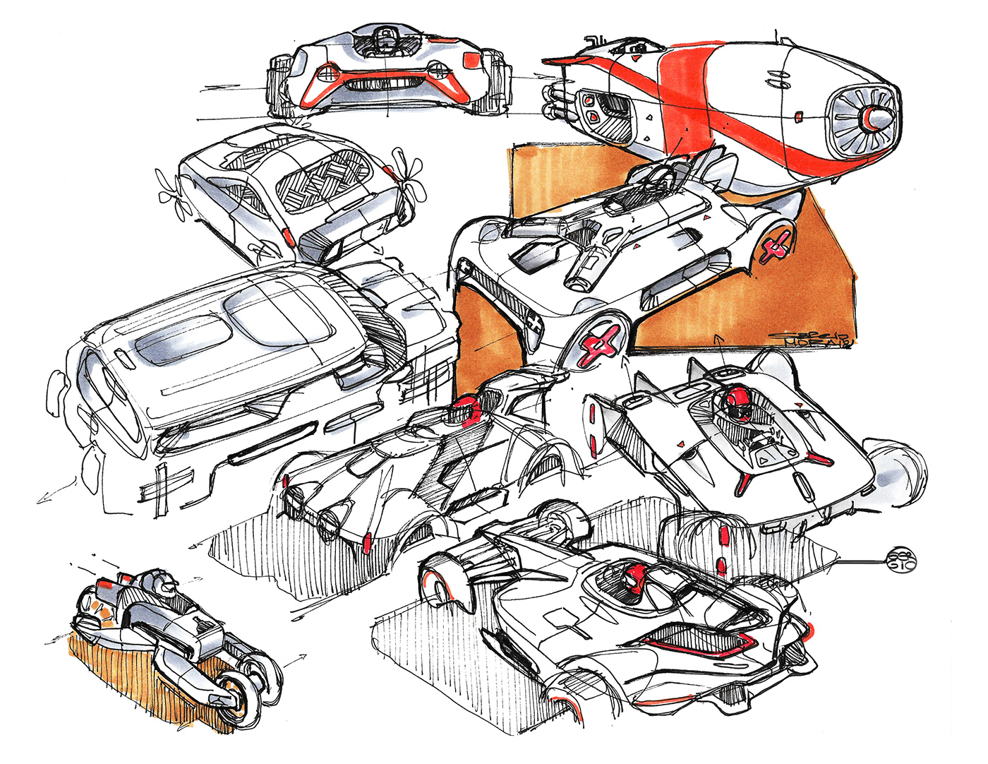 sketch，locomotive，automobile，concept，product design，
