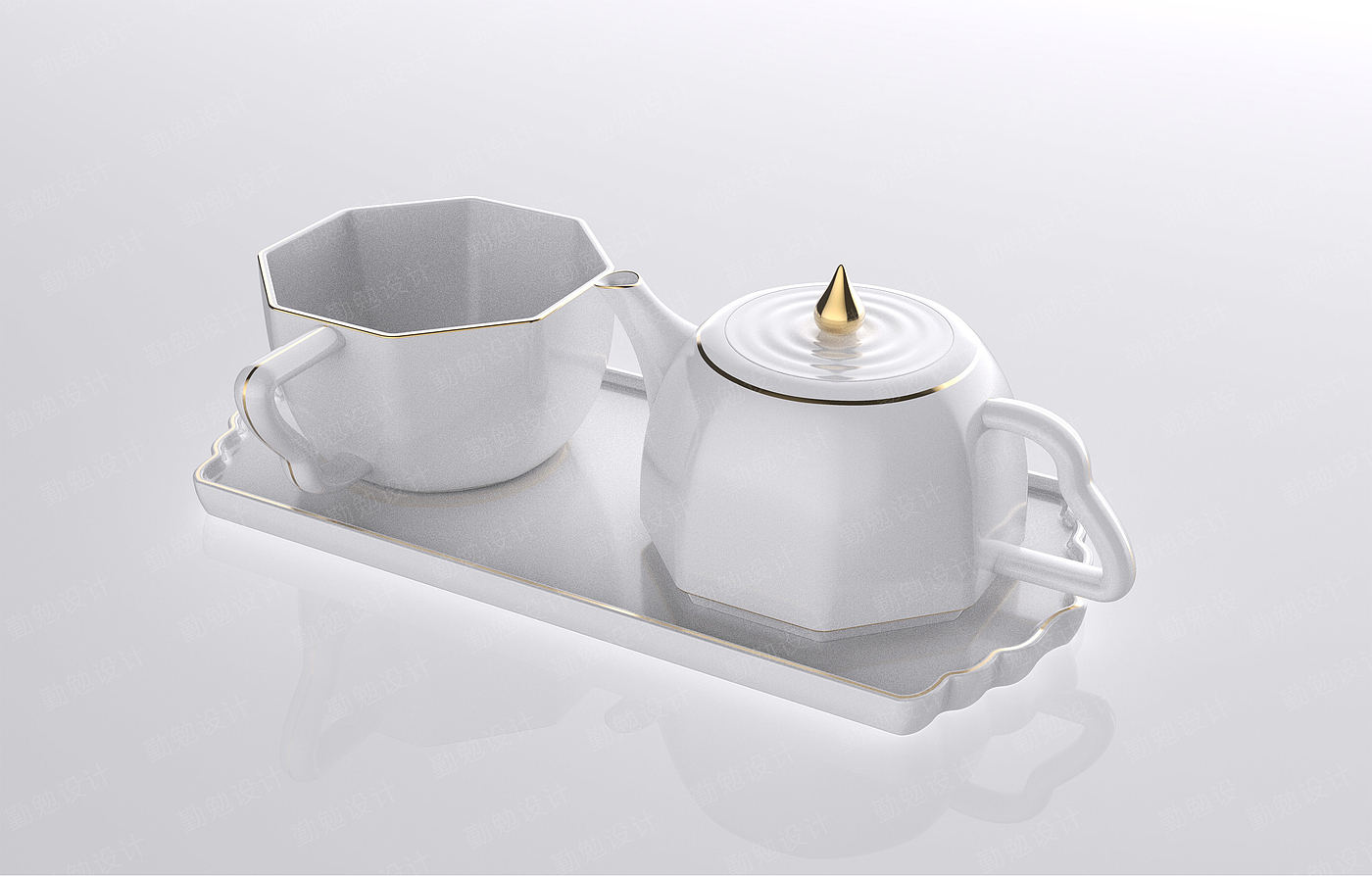 Tea set design，afternoon tea，ceramics，Buddhist mood，Cultural and creative design，museum，