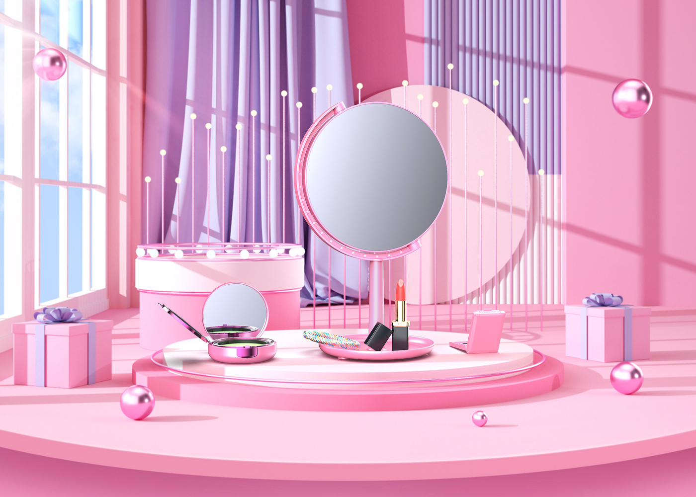 Cosmetic mirror，female sex，articles for daily use，Original design，Beauty mirror，