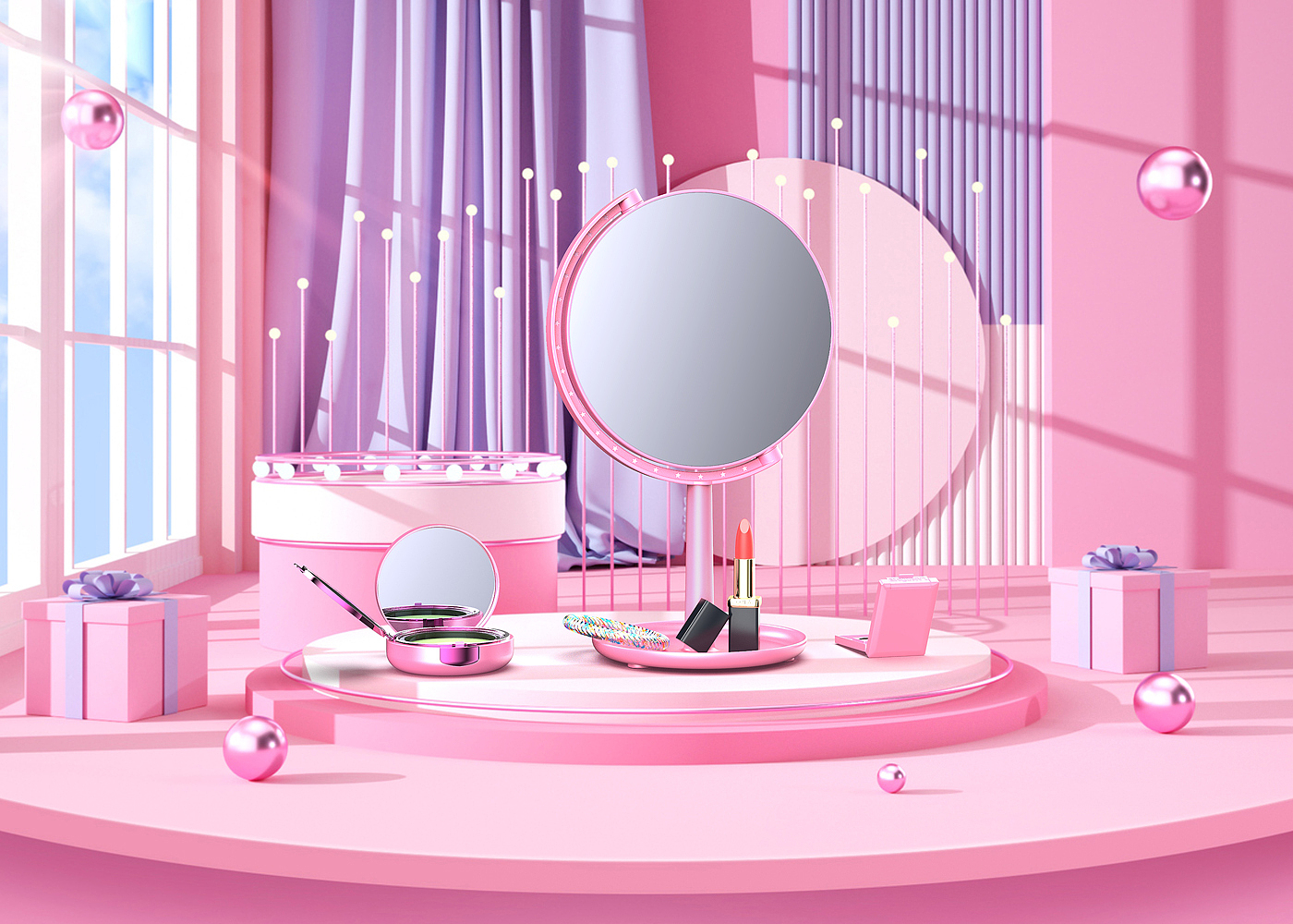 Cosmetic mirror，female sex，articles for daily use，Original design，Beauty mirror，
