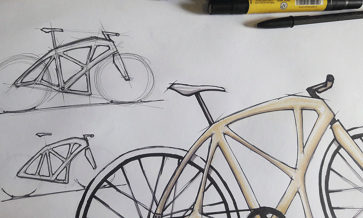 3D bike，industrial design，product design，Bicycle sketch，