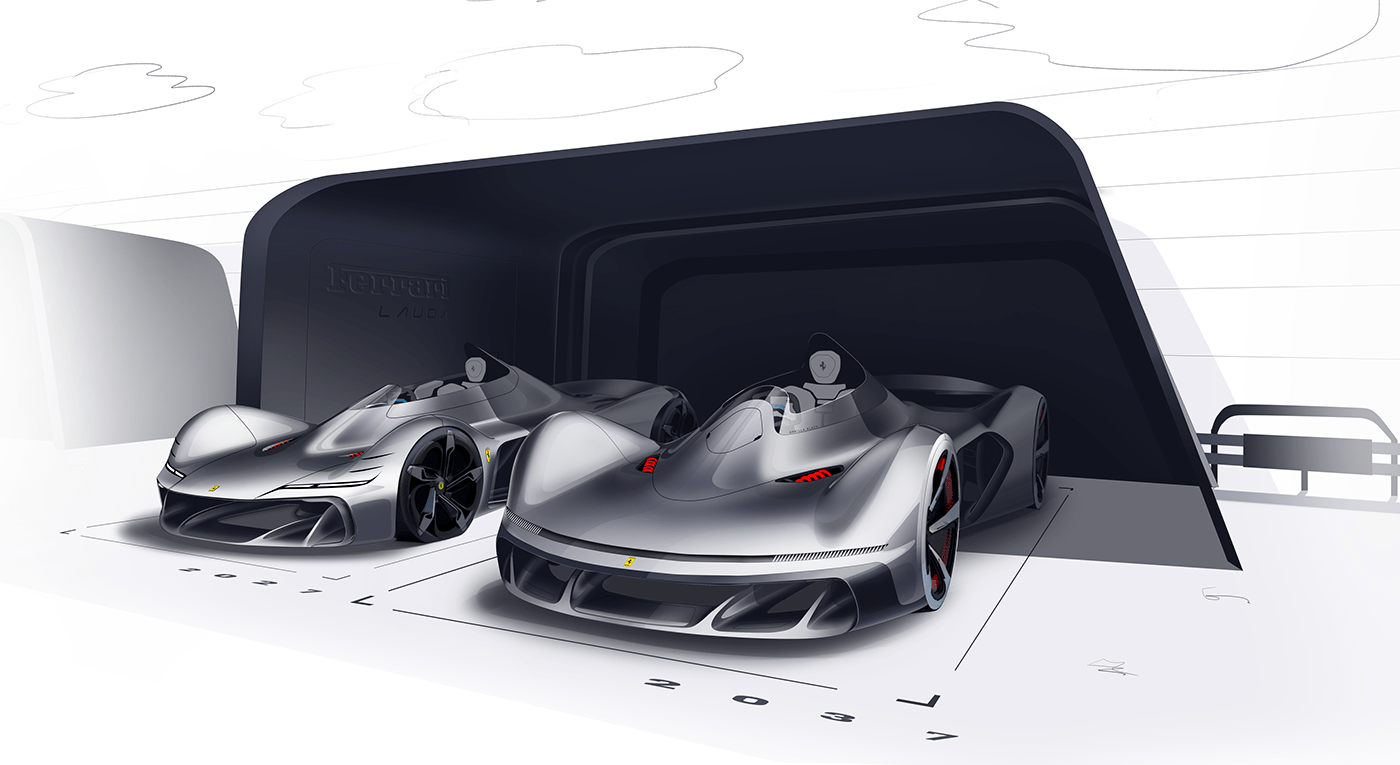 ferrari，Ferrari，automobile，Hand drawn，