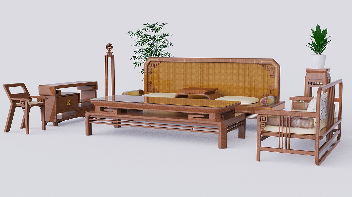 新中式家具，文创，回纹，