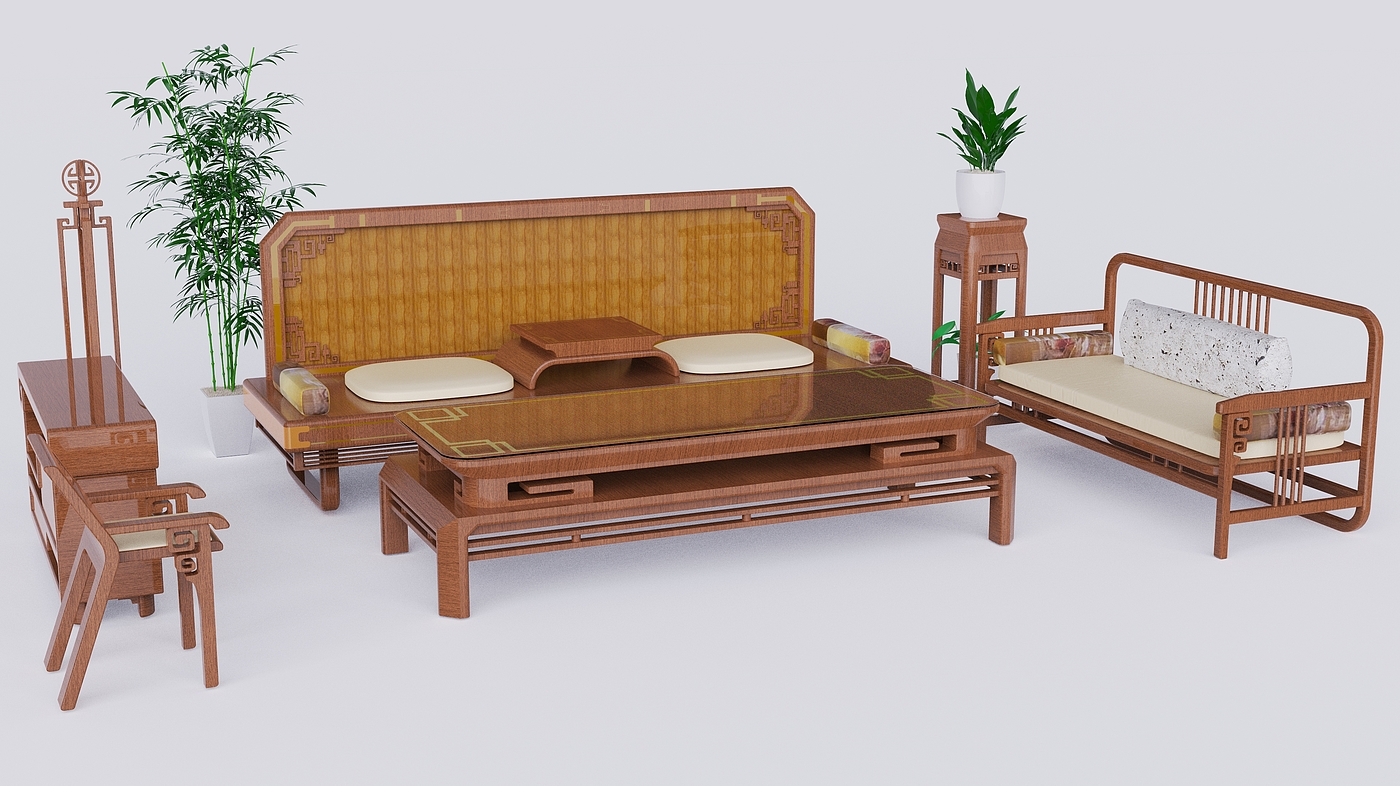 新中式家具，文创，回纹，