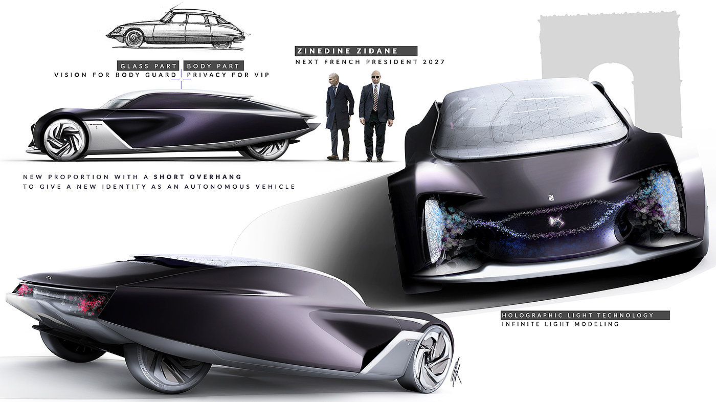 Autopilot，Driverless，Automobile design，vehicle，sketch，