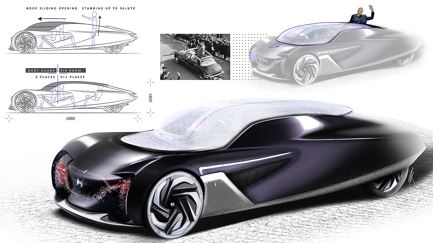 Autopilot，Driverless，Automobile design，vehicle，sketch，