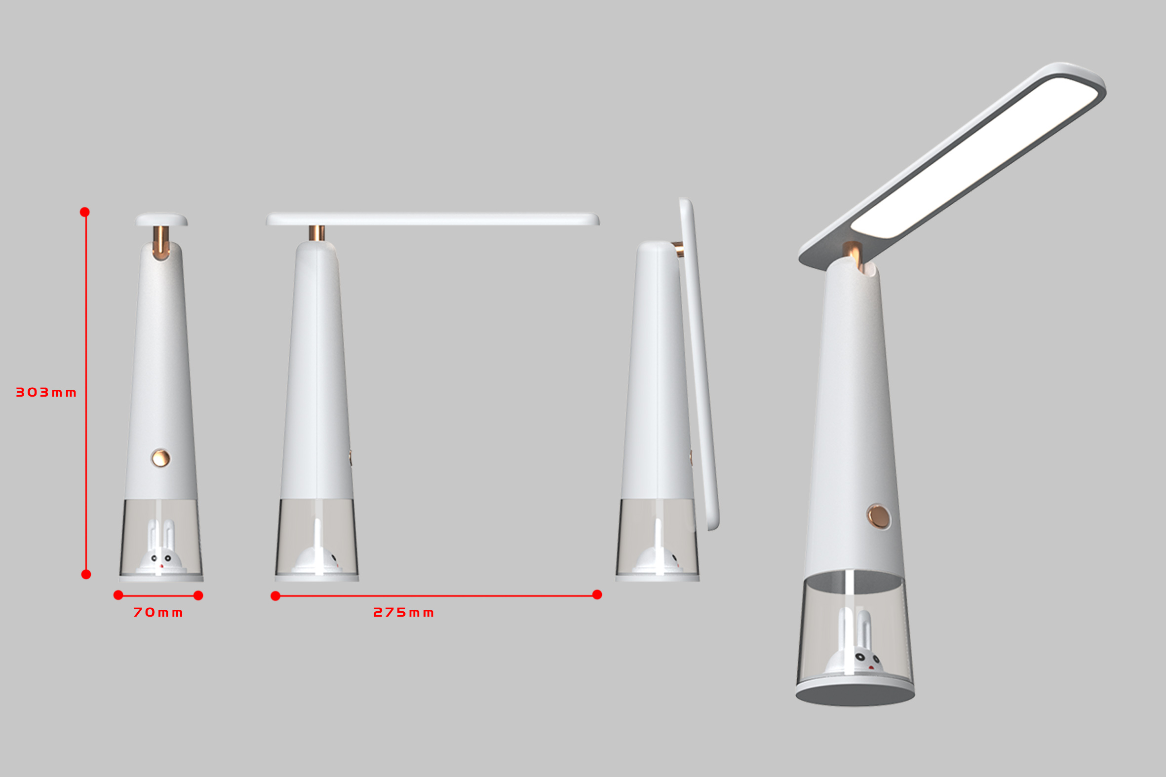 Desk lamp，rabbit，lovely，fold，Transparent cover，