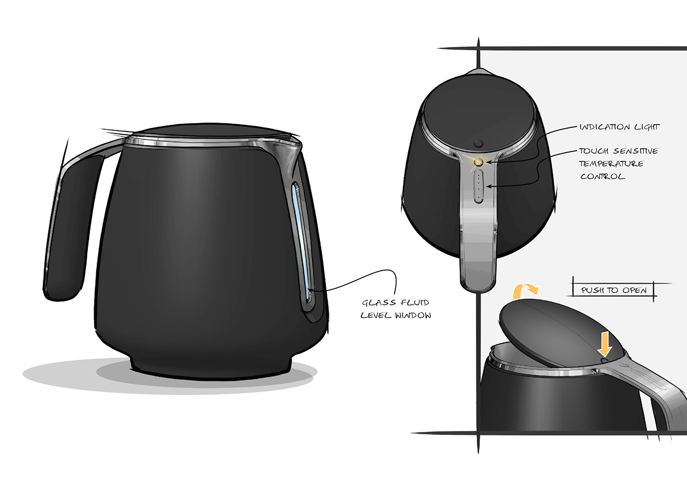 Electric kettle，product design，household electrical appliances，Geometric form，Gradual change，