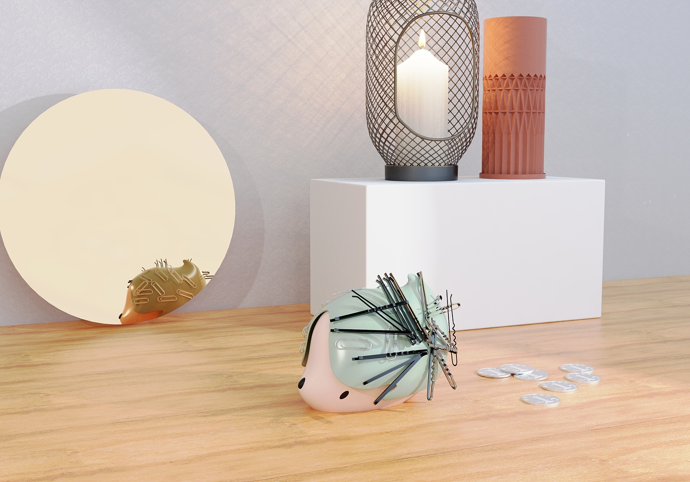 Desk storage，Pin storage，Bionics Design ，Card issuing and storage，Hedgehog storage box，