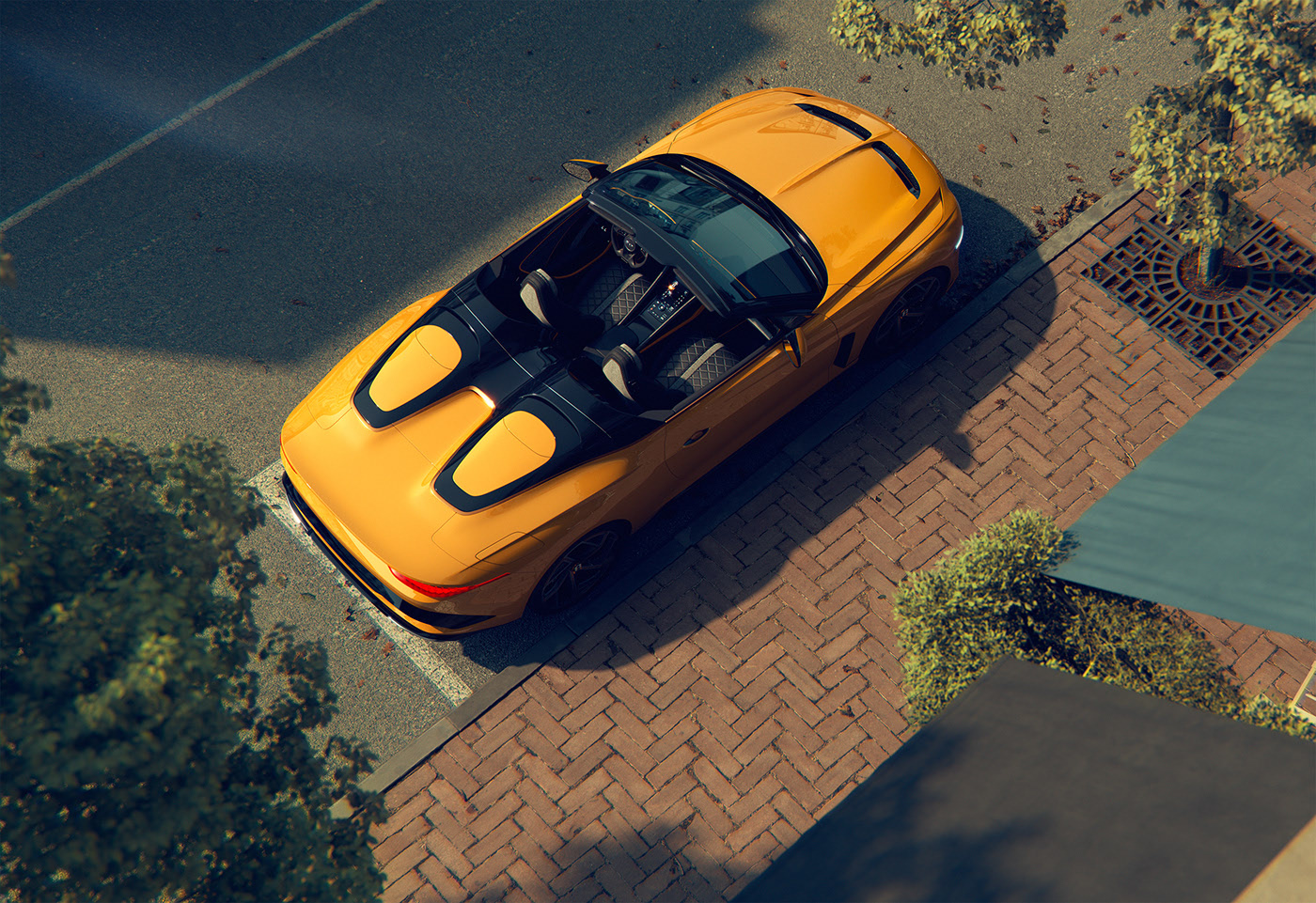 Bentley，yellow，Sports car，Mulliner Bacalar，automobile，