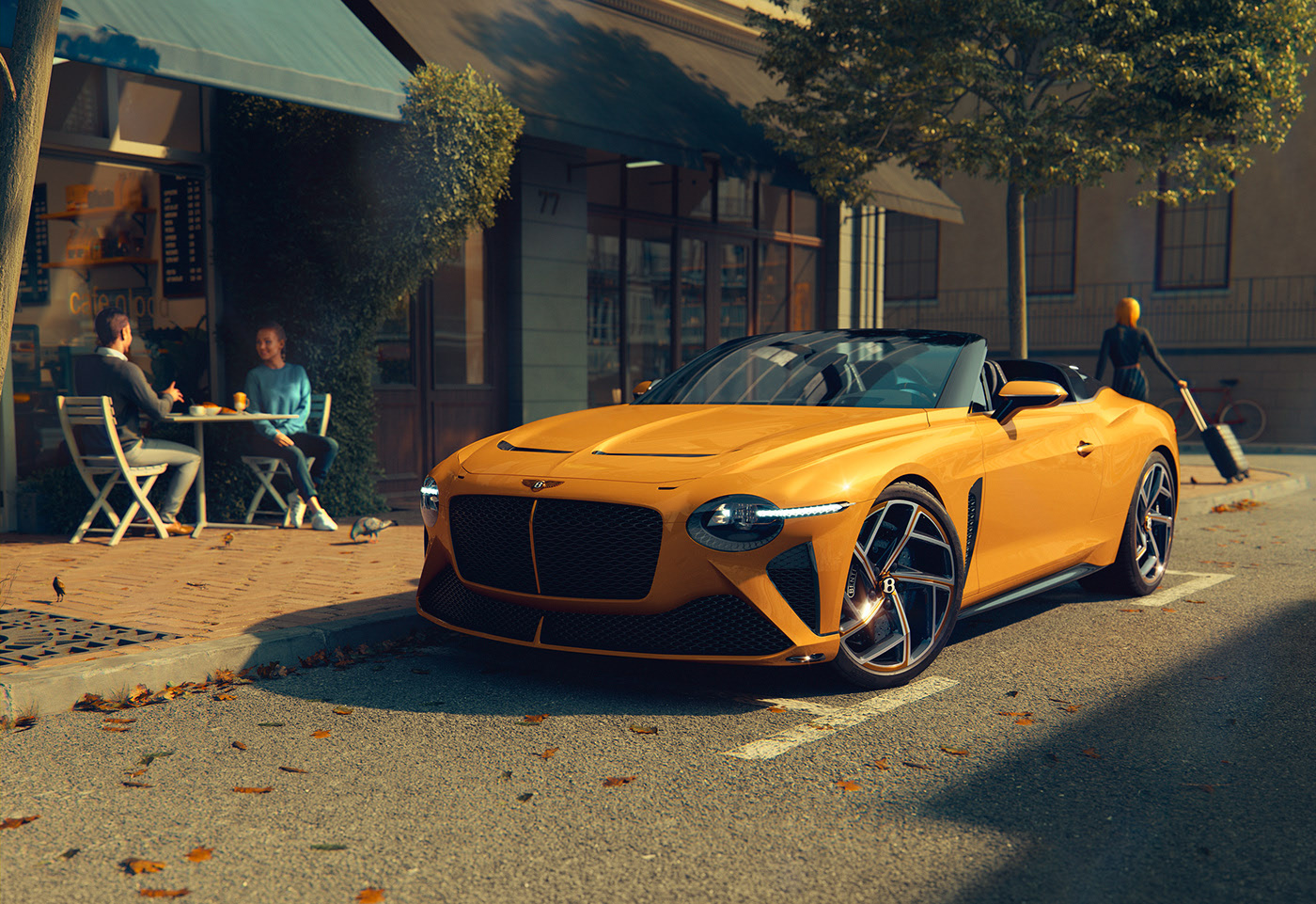 Bentley，yellow，Sports car，Mulliner Bacalar，automobile，