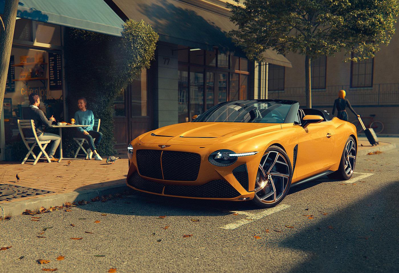 Bentley，yellow，Sports car，Mulliner Bacalar，automobile，