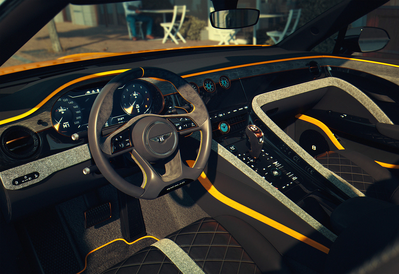 Bentley，yellow，Sports car，Mulliner Bacalar，automobile，