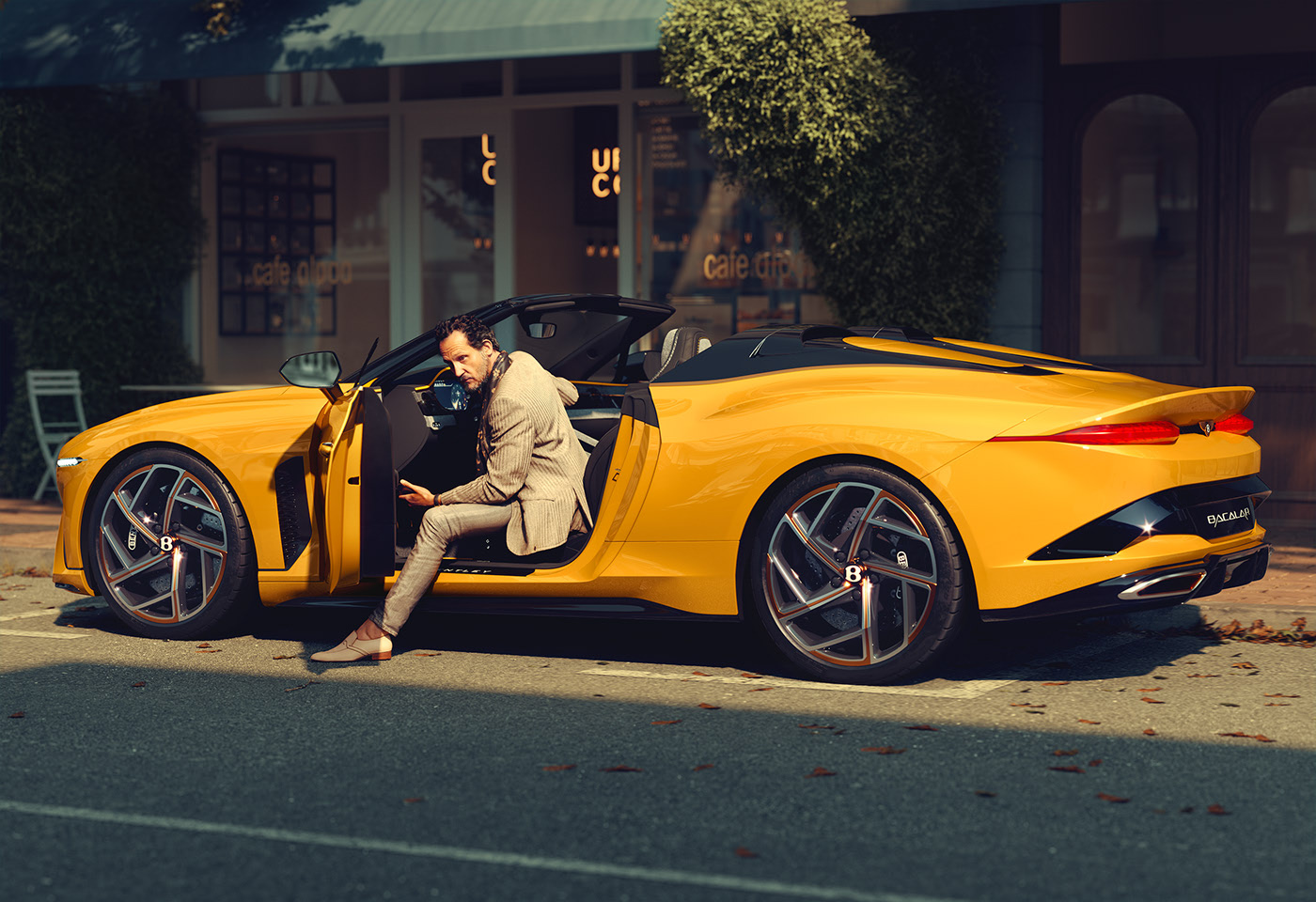 Bentley，yellow，Sports car，Mulliner Bacalar，automobile，