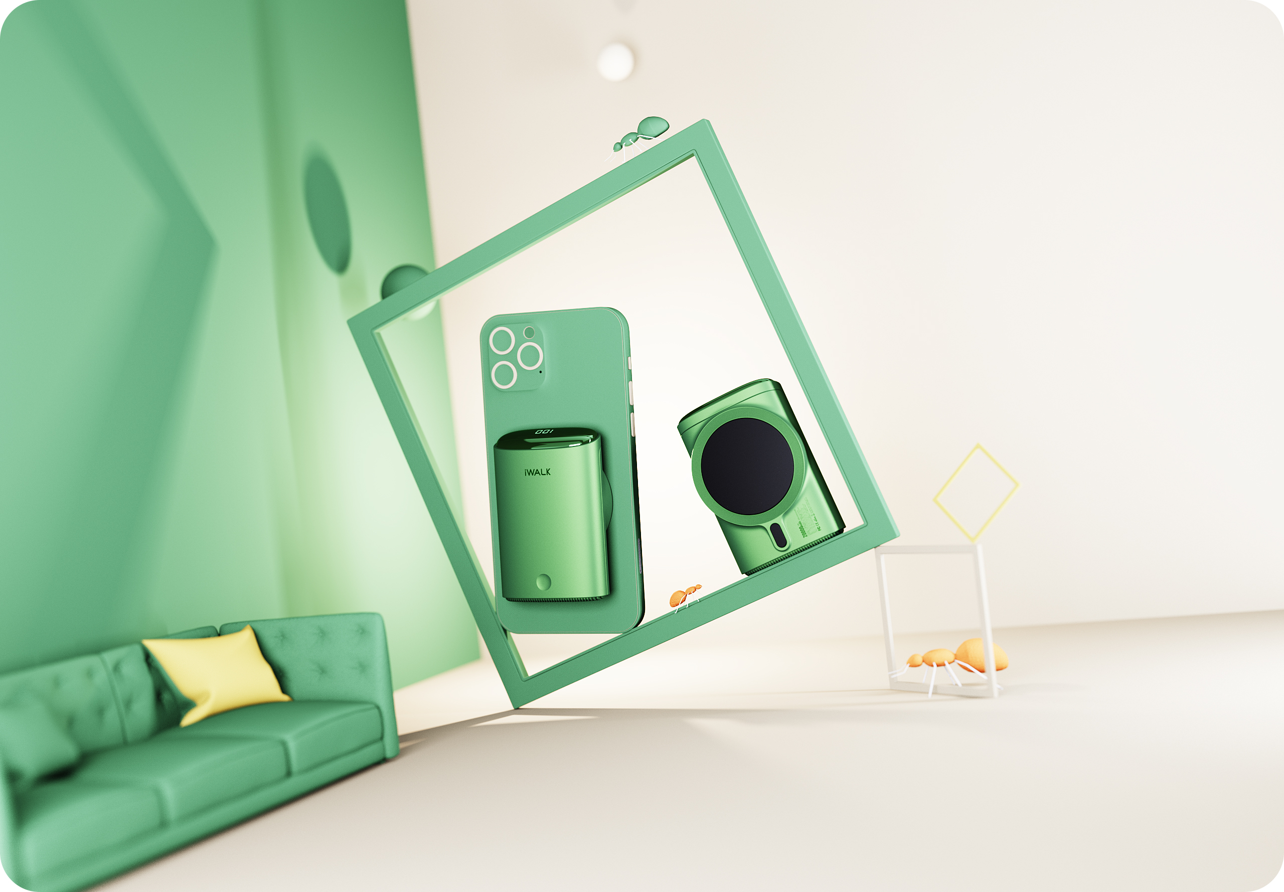 Magnetic suction wireless charging，portable source，