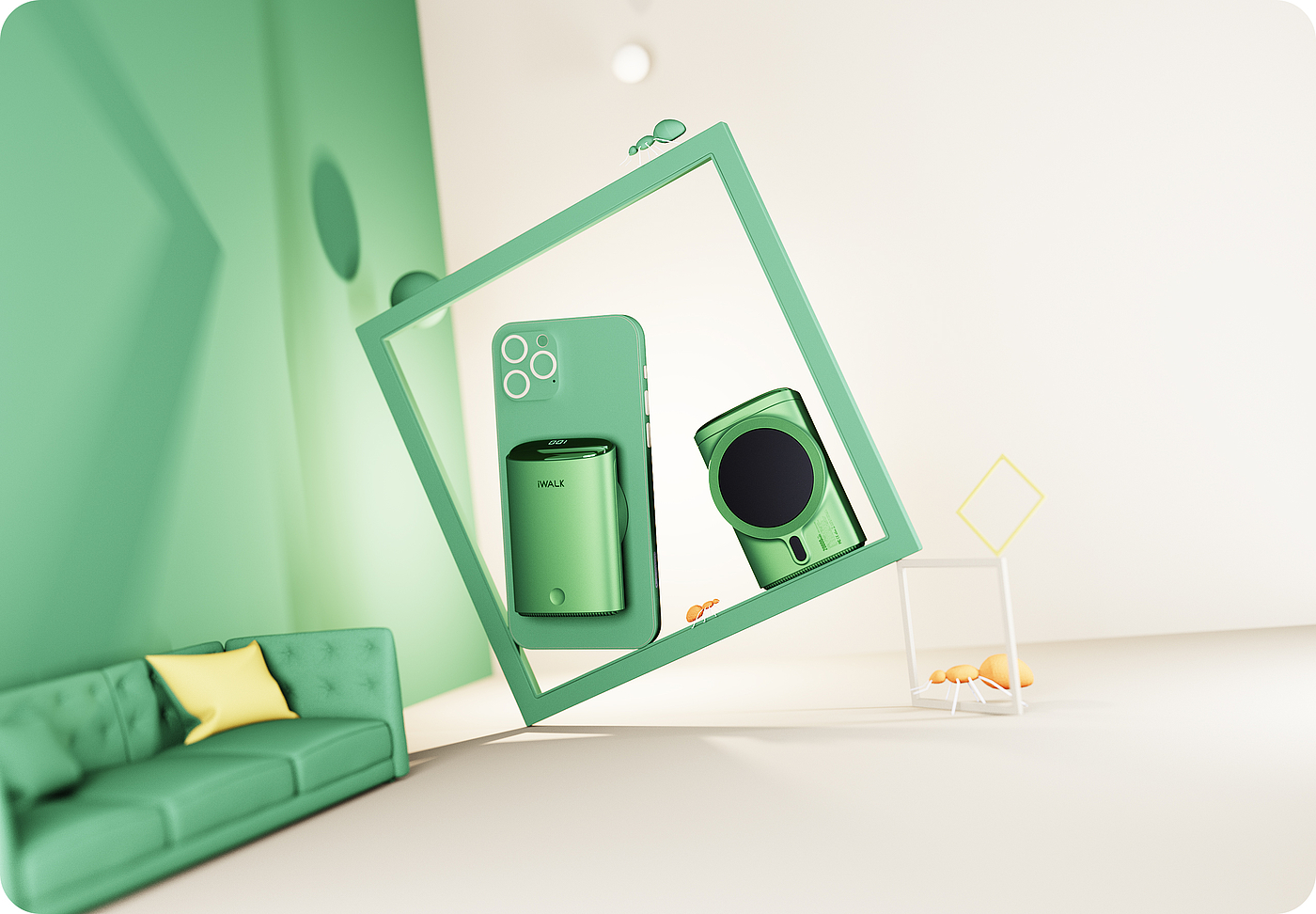 Magnetic suction wireless charging，portable source，