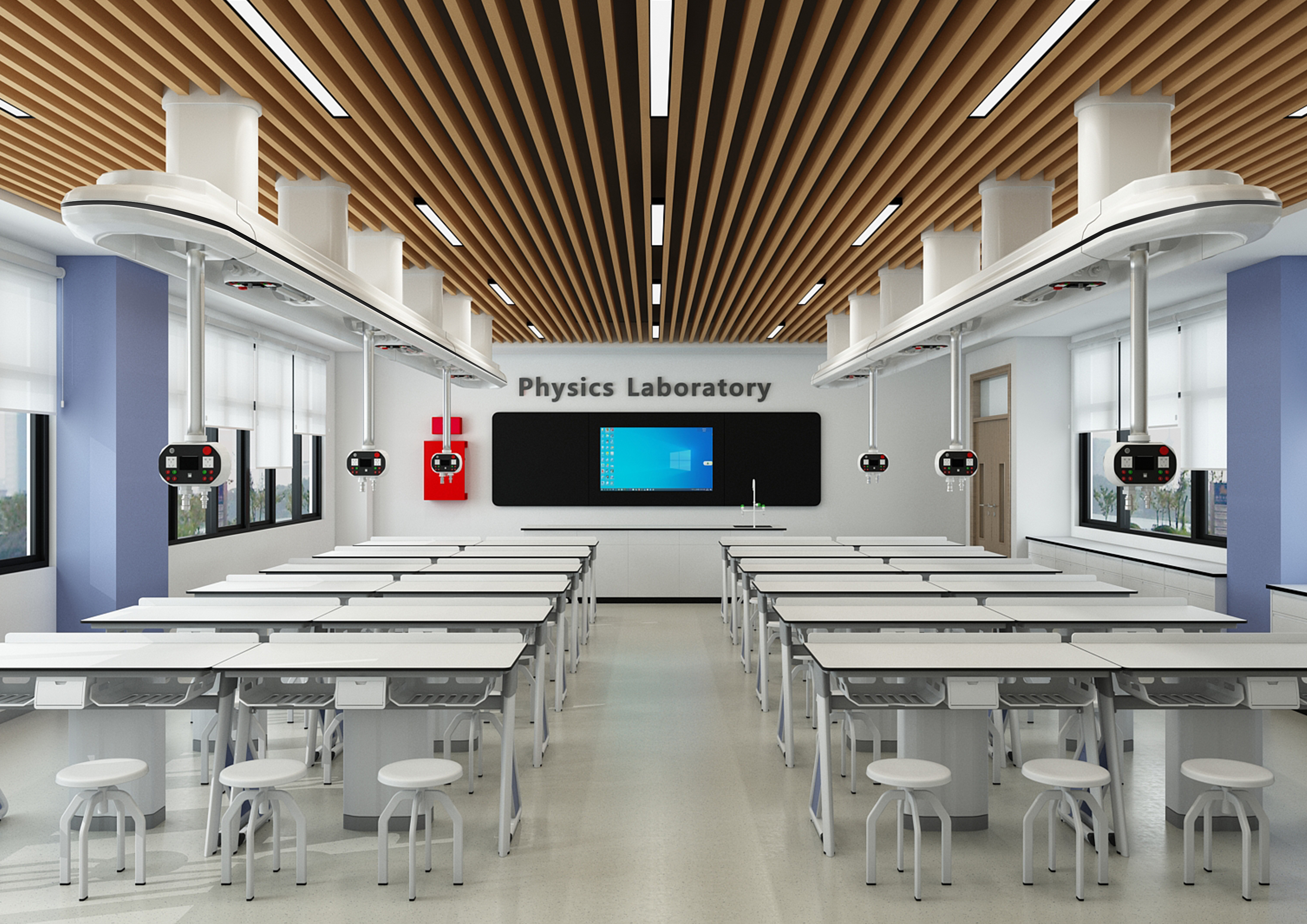 Educational equipment, intelligent technology, hoisting power supply, desk，