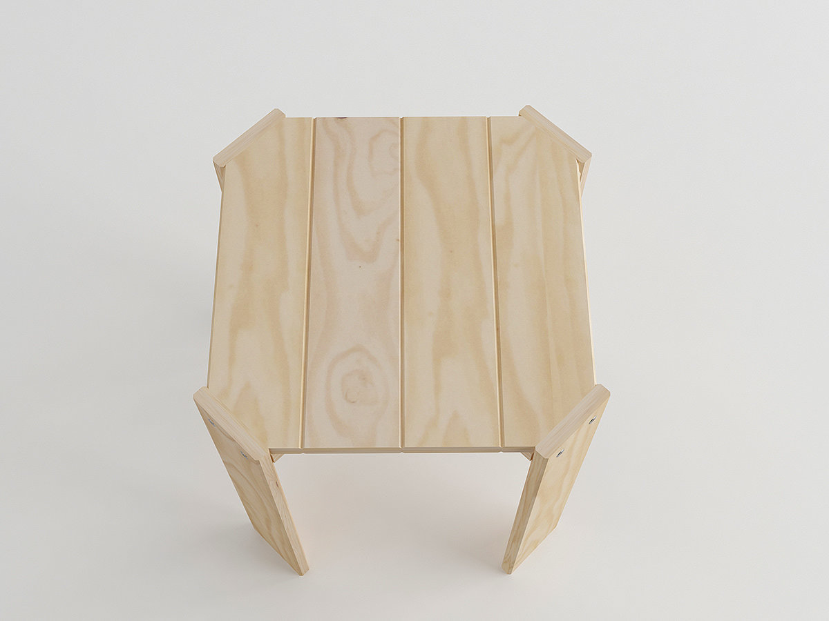 stool，four，pine，