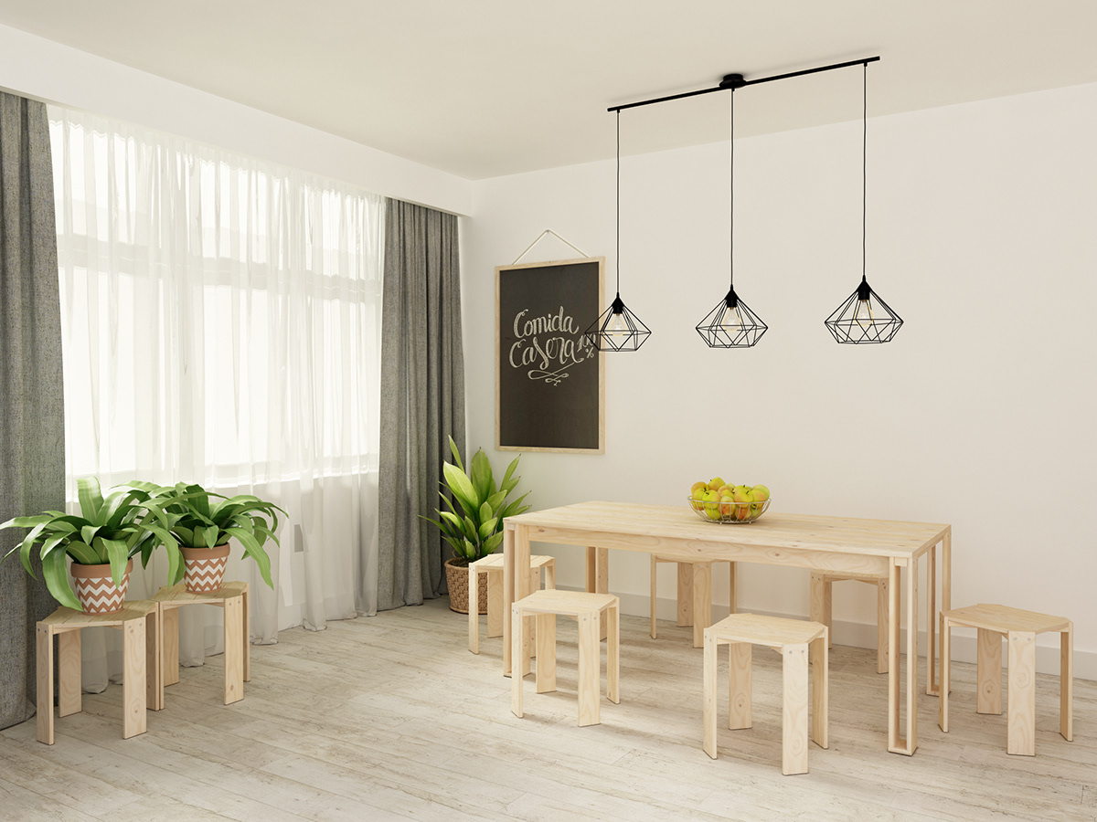 stool，four，pine，