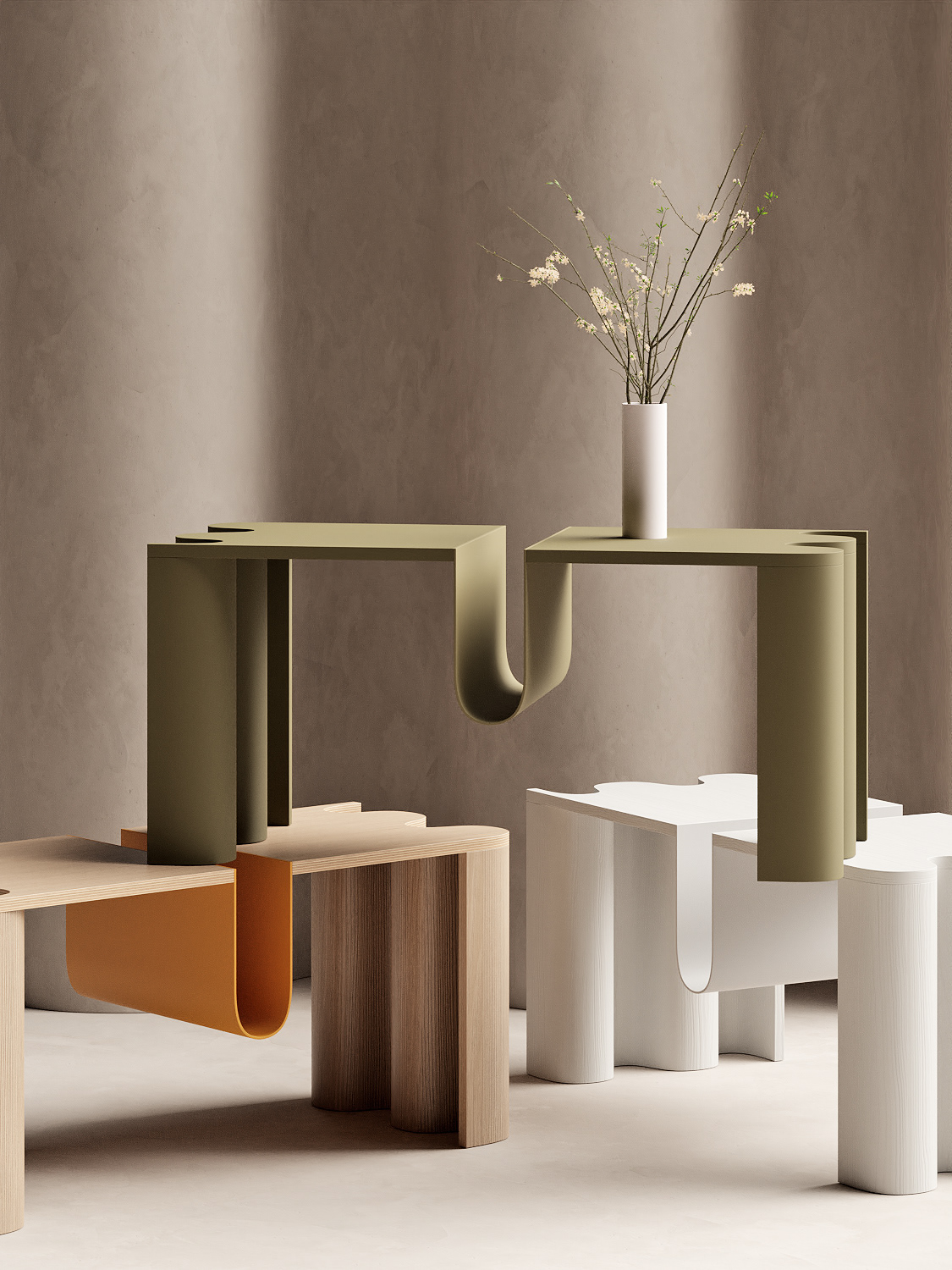 tea table，Coffee table，wave，bookshelf，