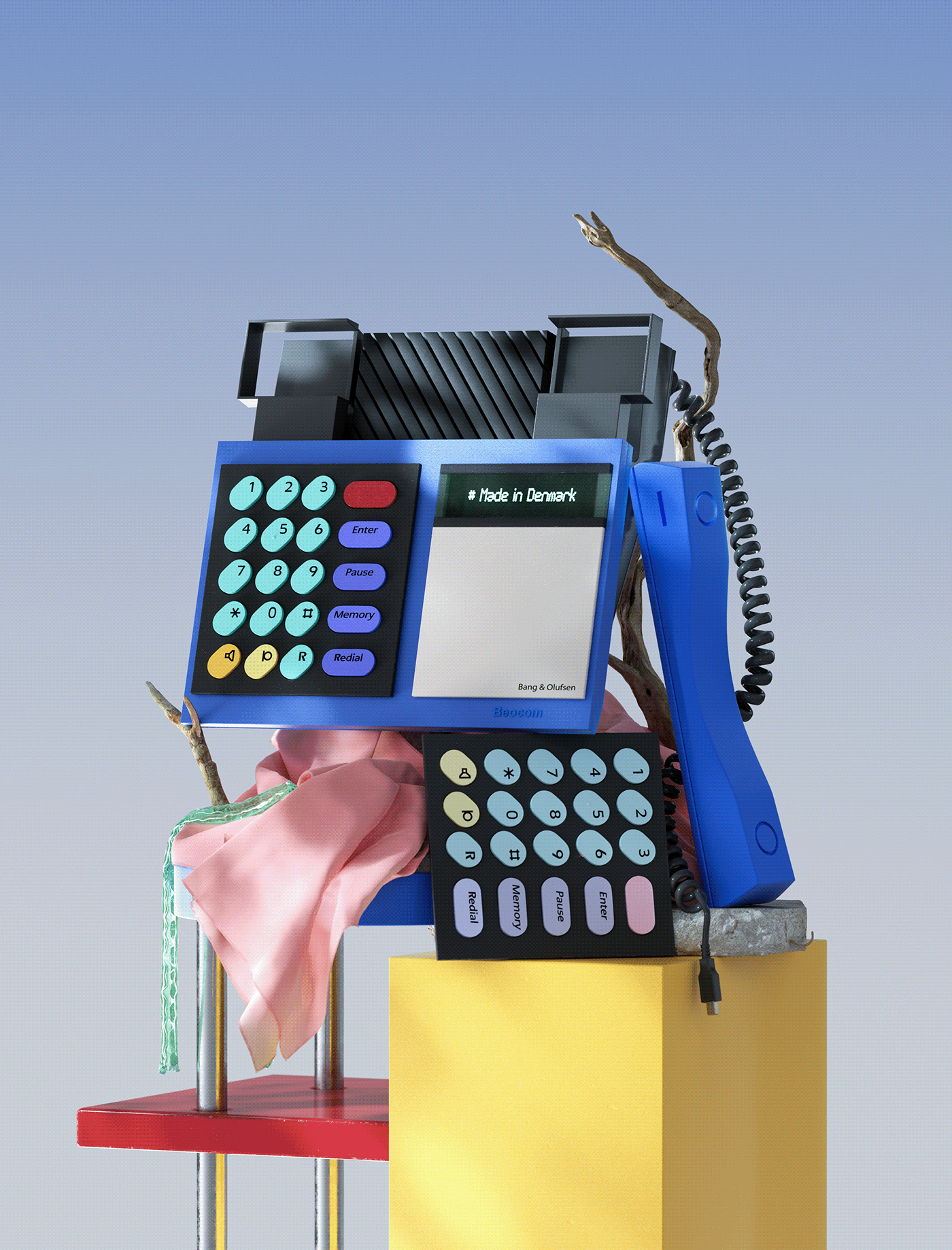 c4d，Telephone，Wired telephone，