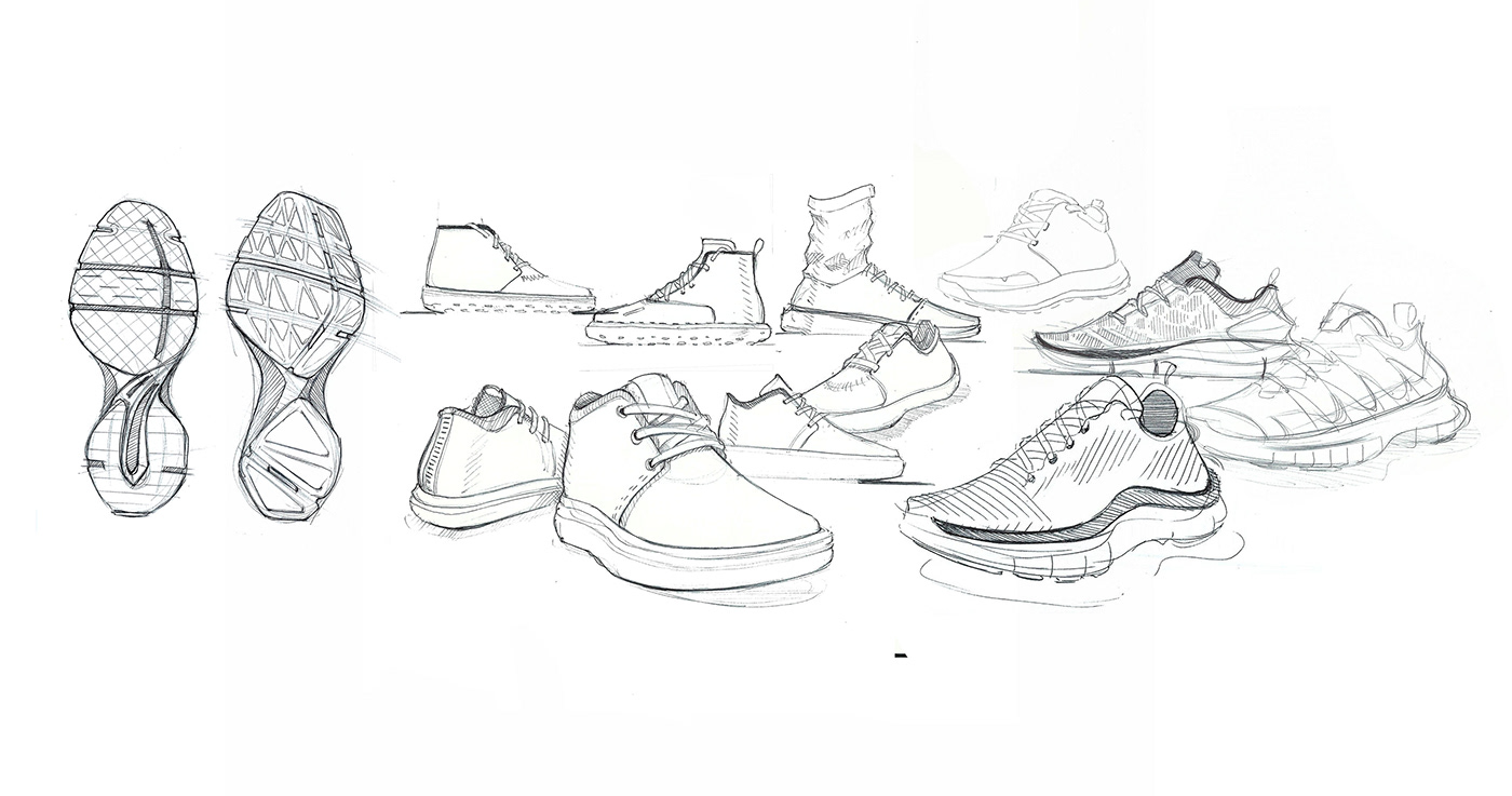 Running shoes，Boots，sketch，
