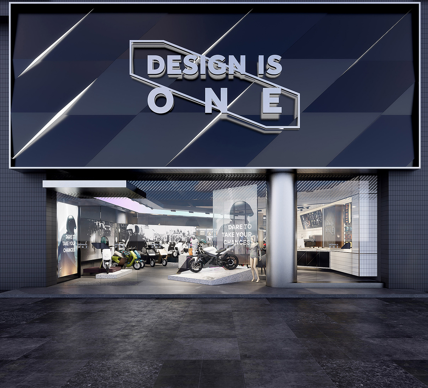 Red design，space design ，Original design，industrial design，Electric vehicle，Electric two wheeled vehicle，Concept store，New retail，
