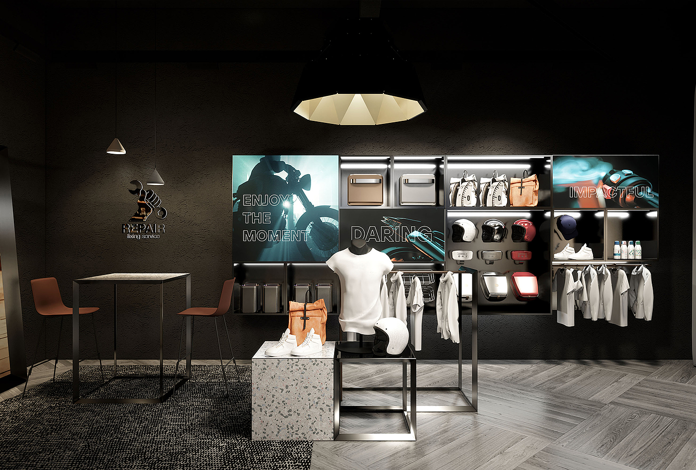 Red design，space design ，Original design，industrial design，Electric vehicle，Electric two wheeled vehicle，Concept store，New retail，