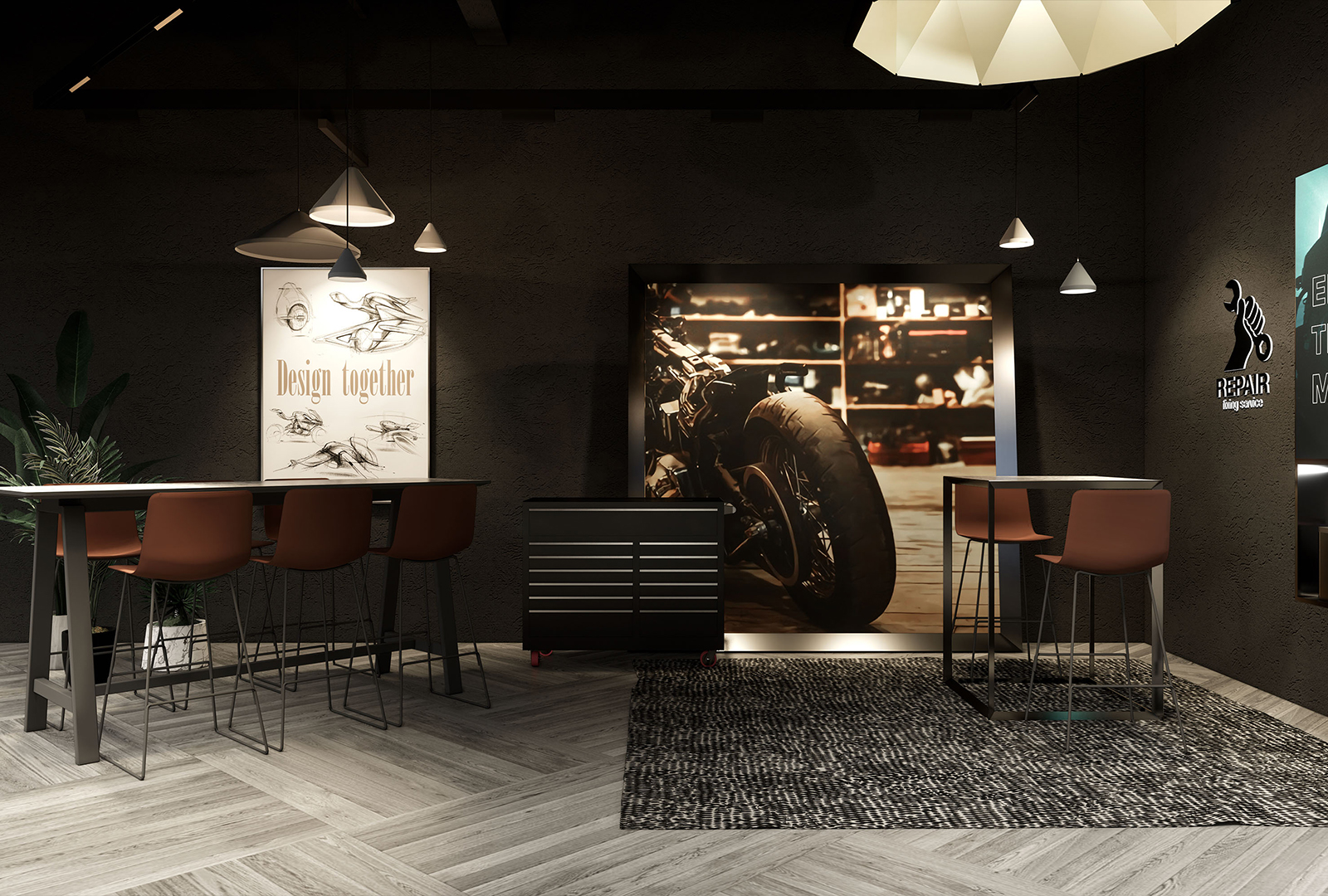 Red design，space design ，Original design，industrial design，Electric vehicle，Electric two wheeled vehicle，Concept store，New retail，