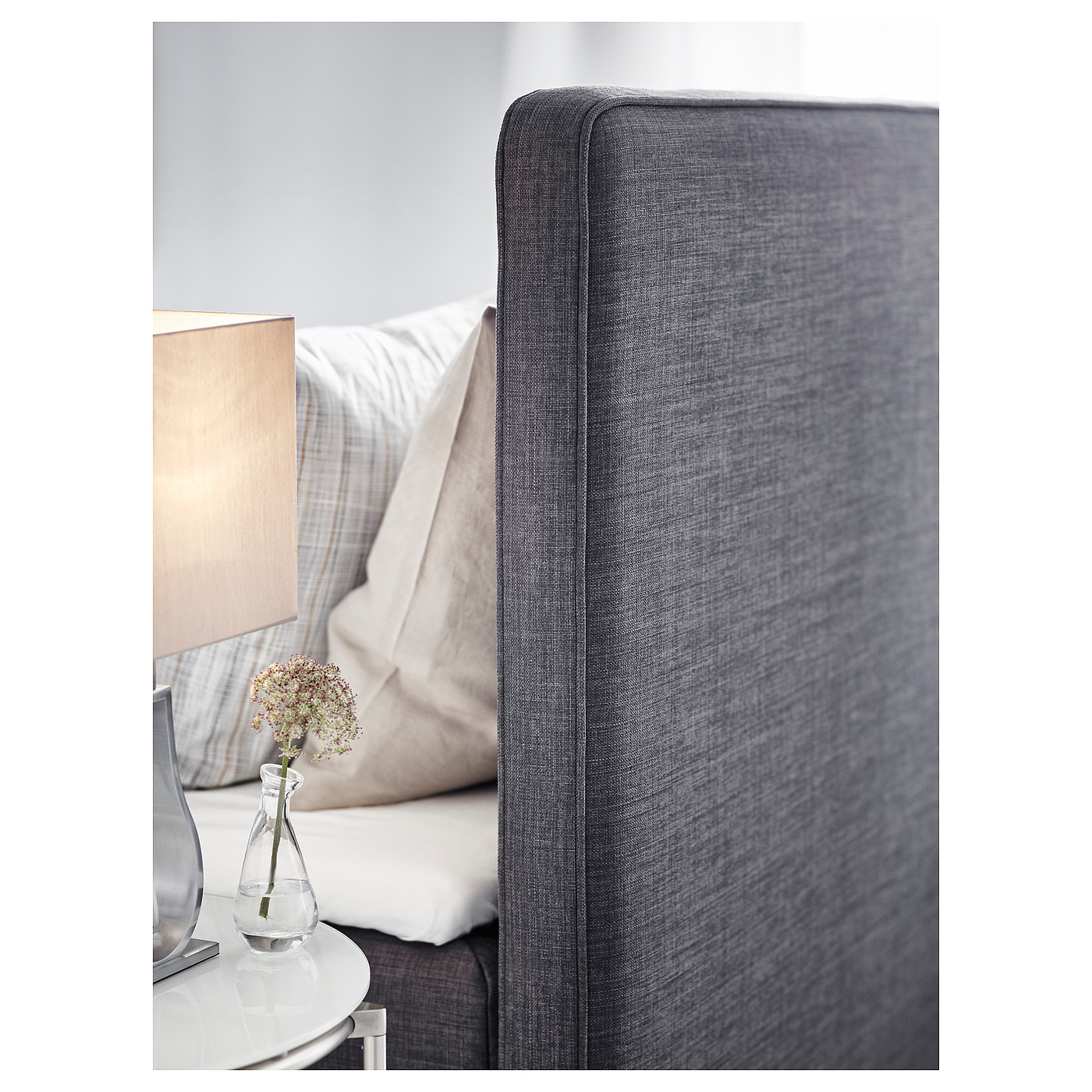 IKEA，Dunvik continental bed，IKEA，Tuss ö y dark grey，