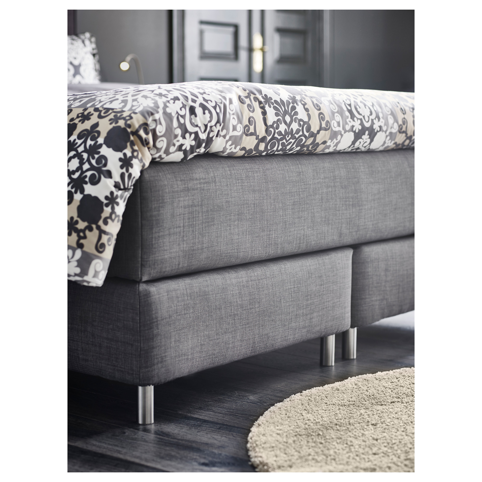 IKEA，Dunvik continental bed，IKEA，Tuss ö y dark grey，