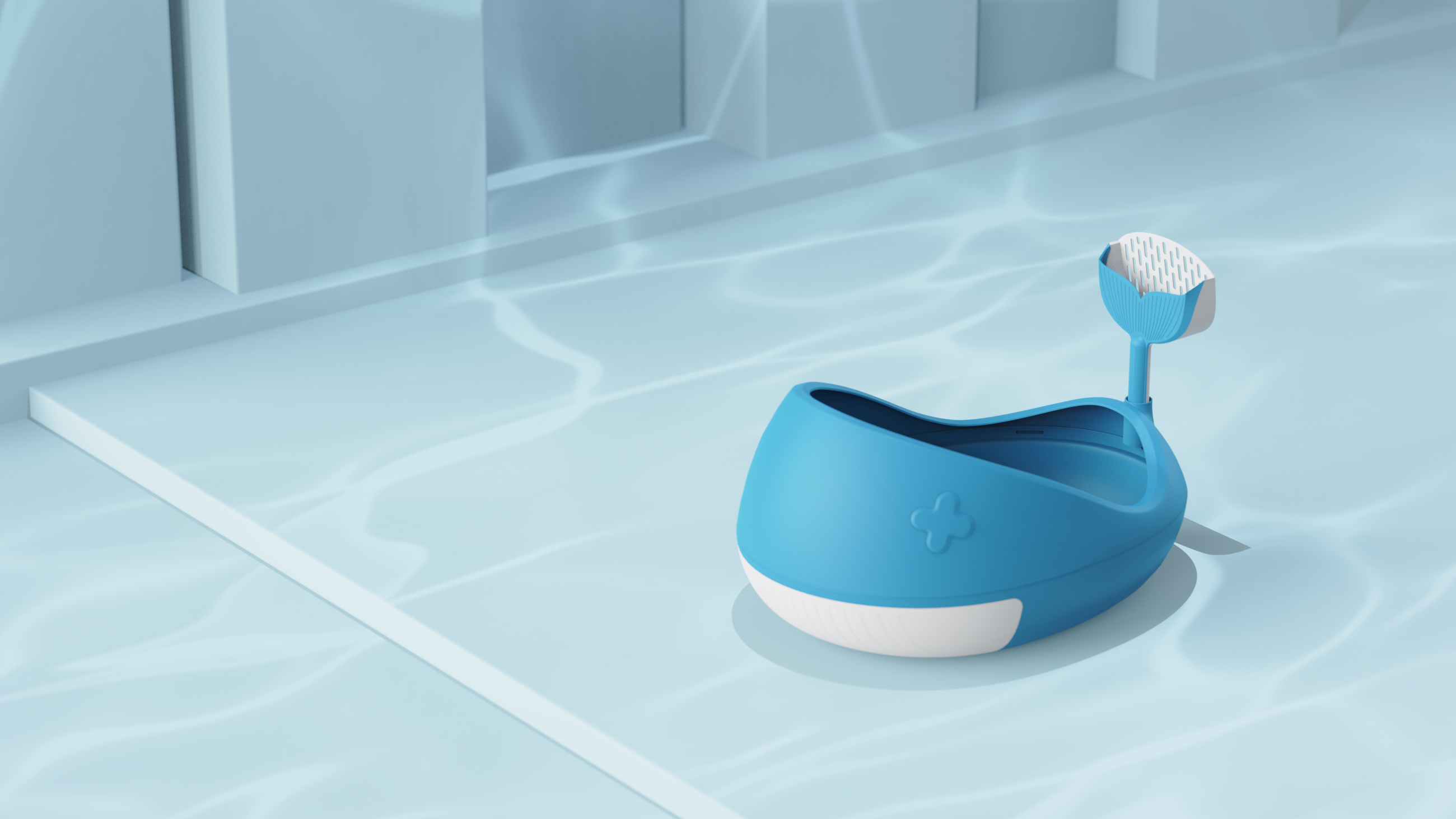 Litter Basin，whale，Open cat litter Basin，bionics，Design，modelling，Render，