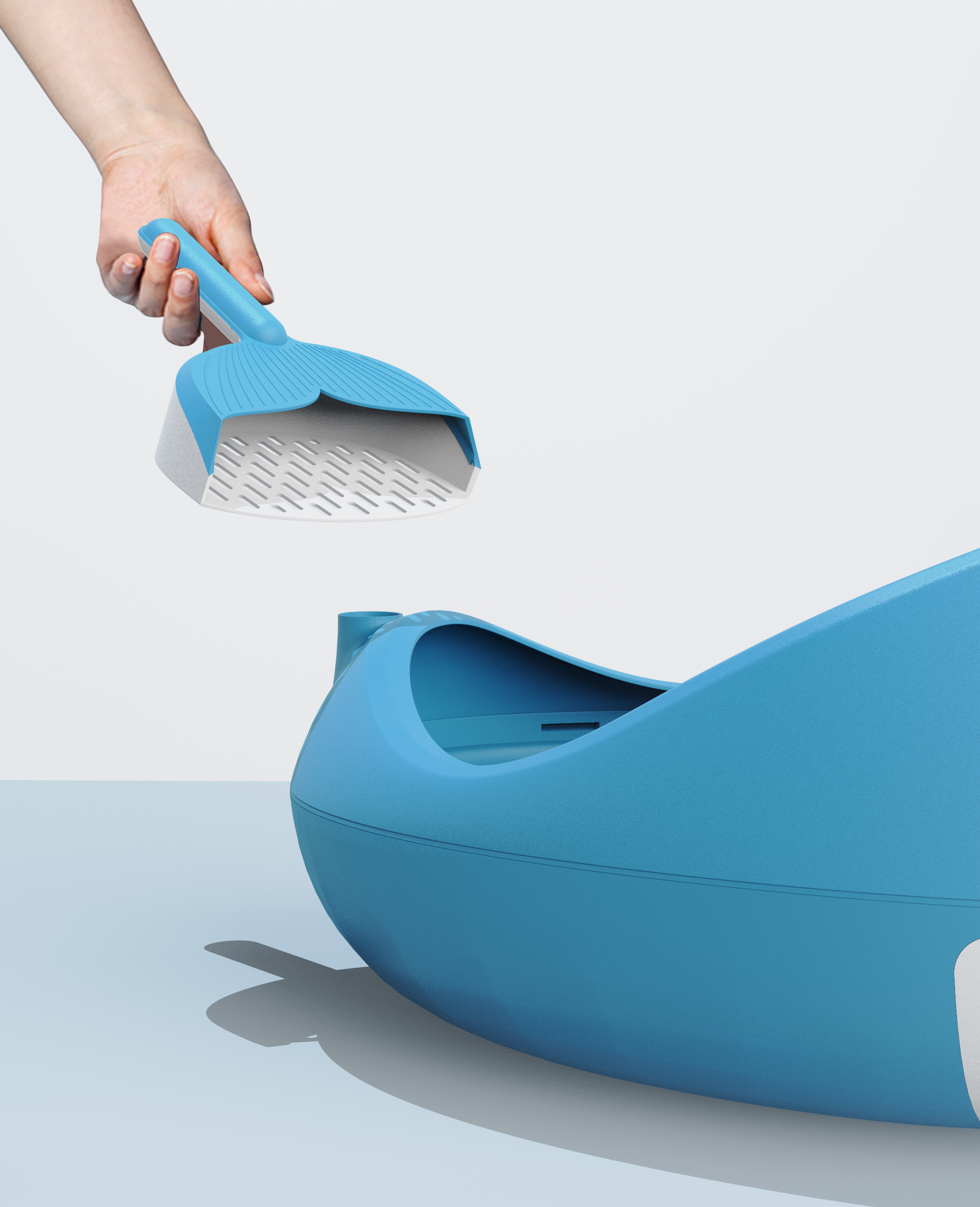 Litter Basin，whale，Open cat litter Basin，bionics，Design，modelling，Render，