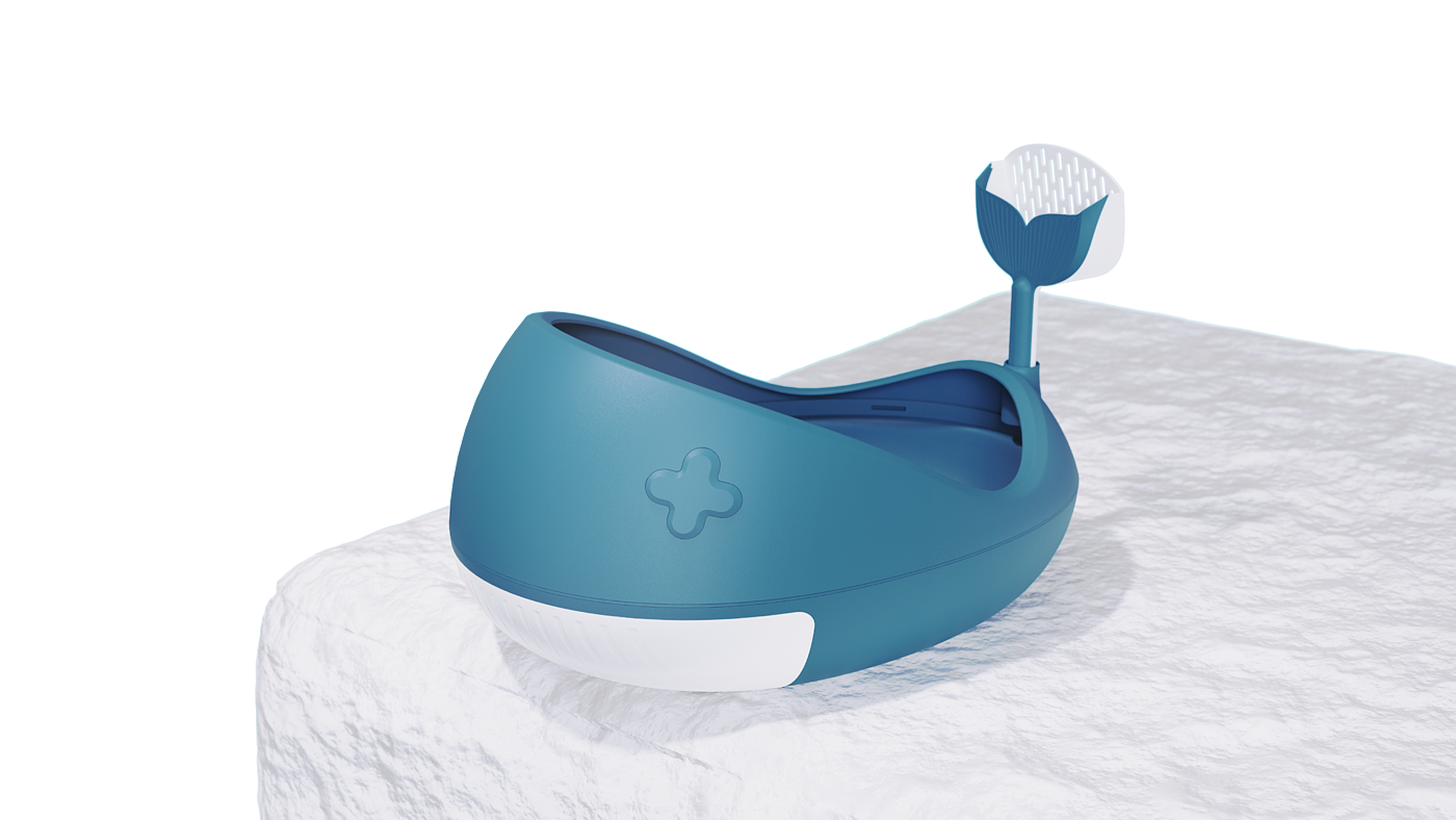 Litter Basin，whale，Open cat litter Basin，bionics，Design，modelling，Render，