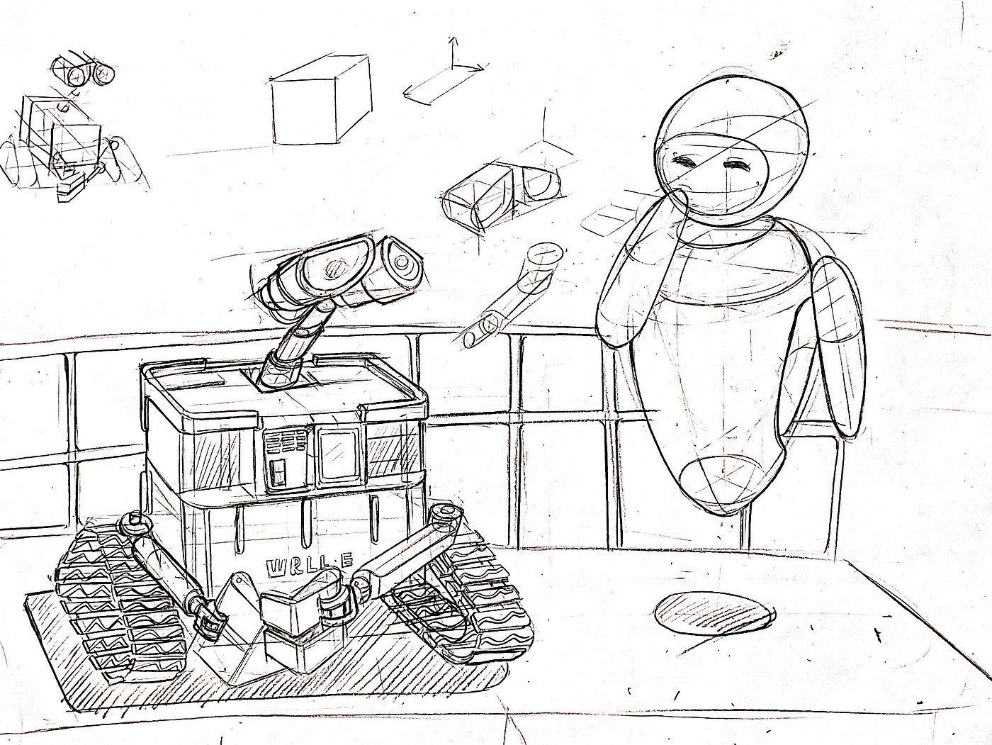 手绘，机器人，草图，临摹，