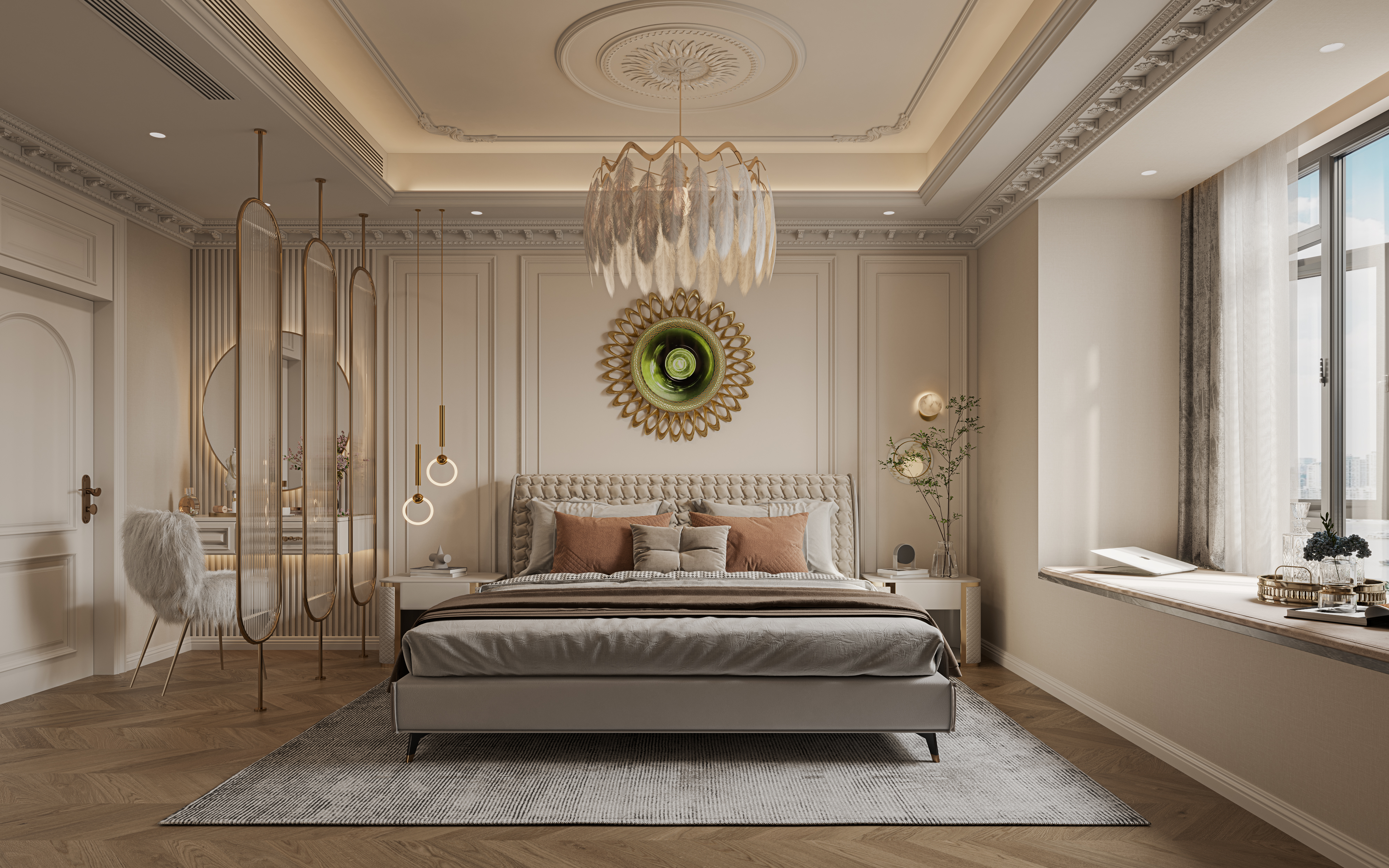 French light luxury living room，