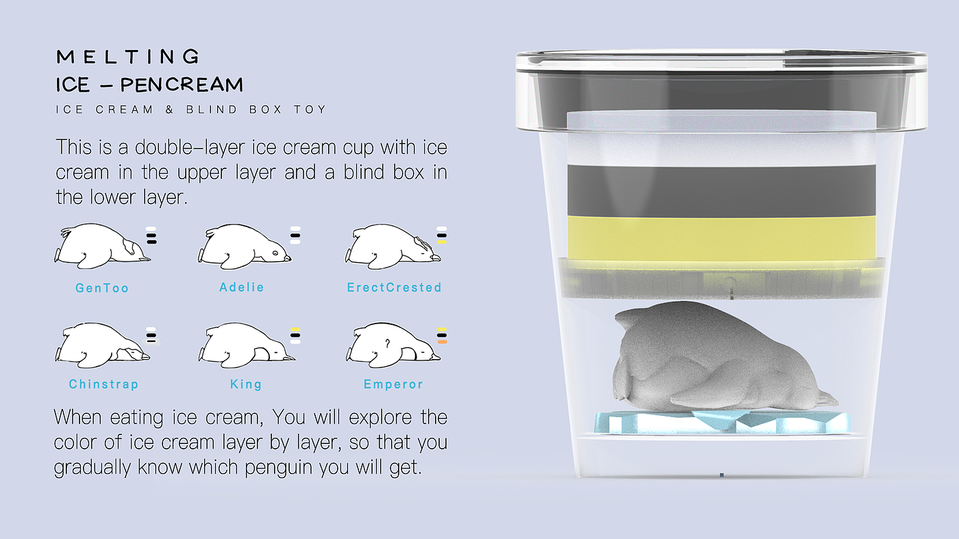 ice cream，environmental protection，penguin，industrial design，Cultural creation，