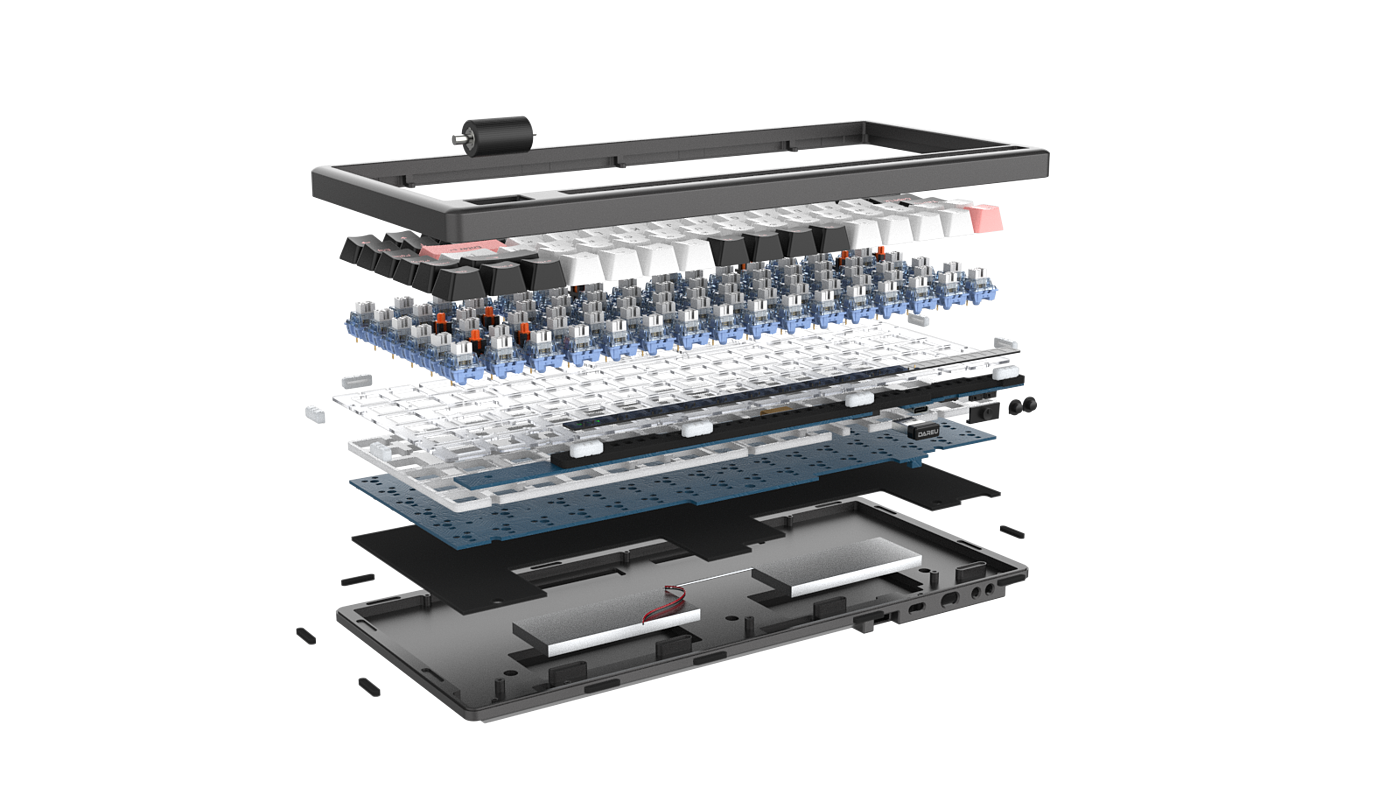 达尔优，客制化，热插拔，键盘，工艺，爆炸图，