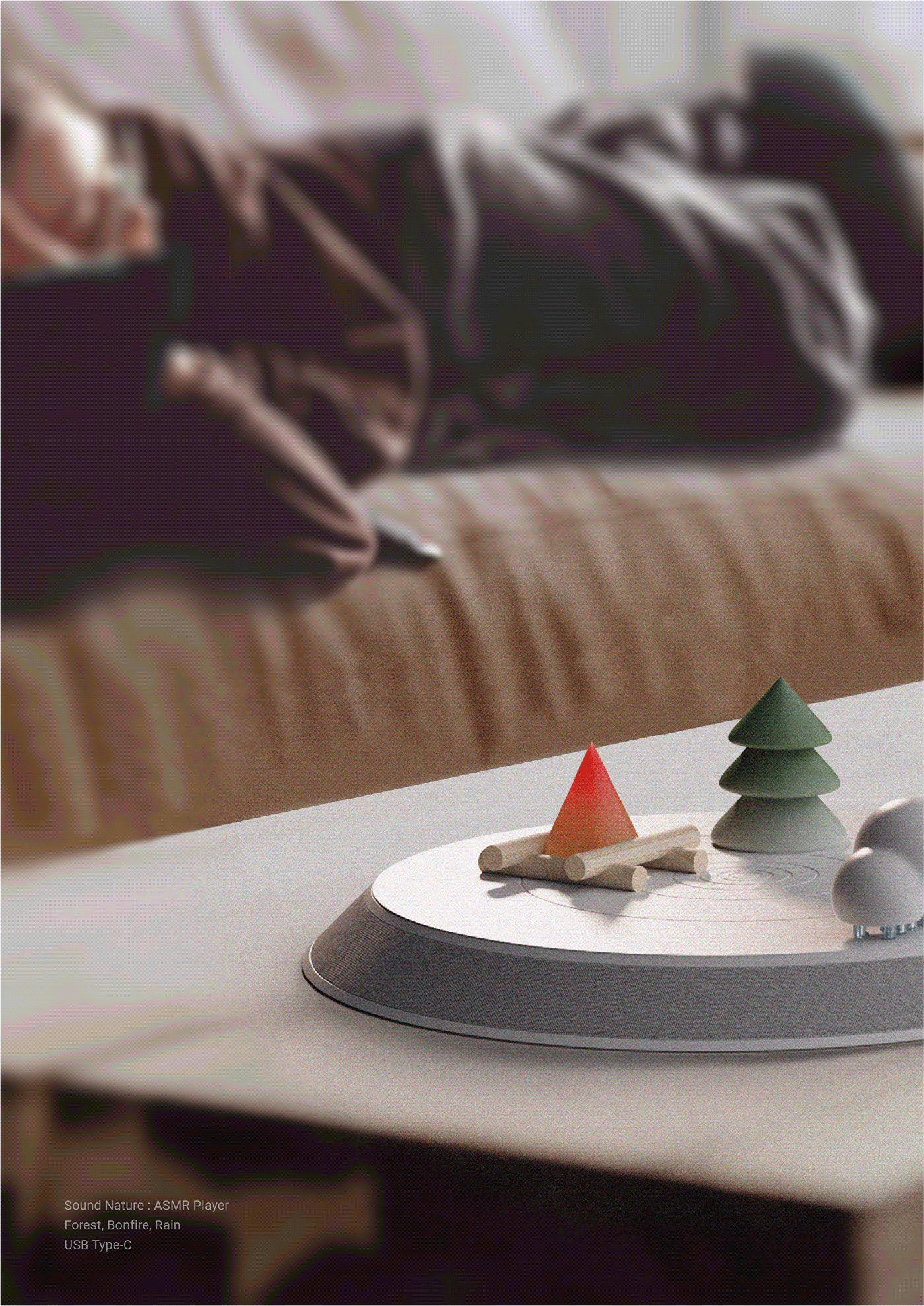 ASMR concept，product design，recovery，speaker，