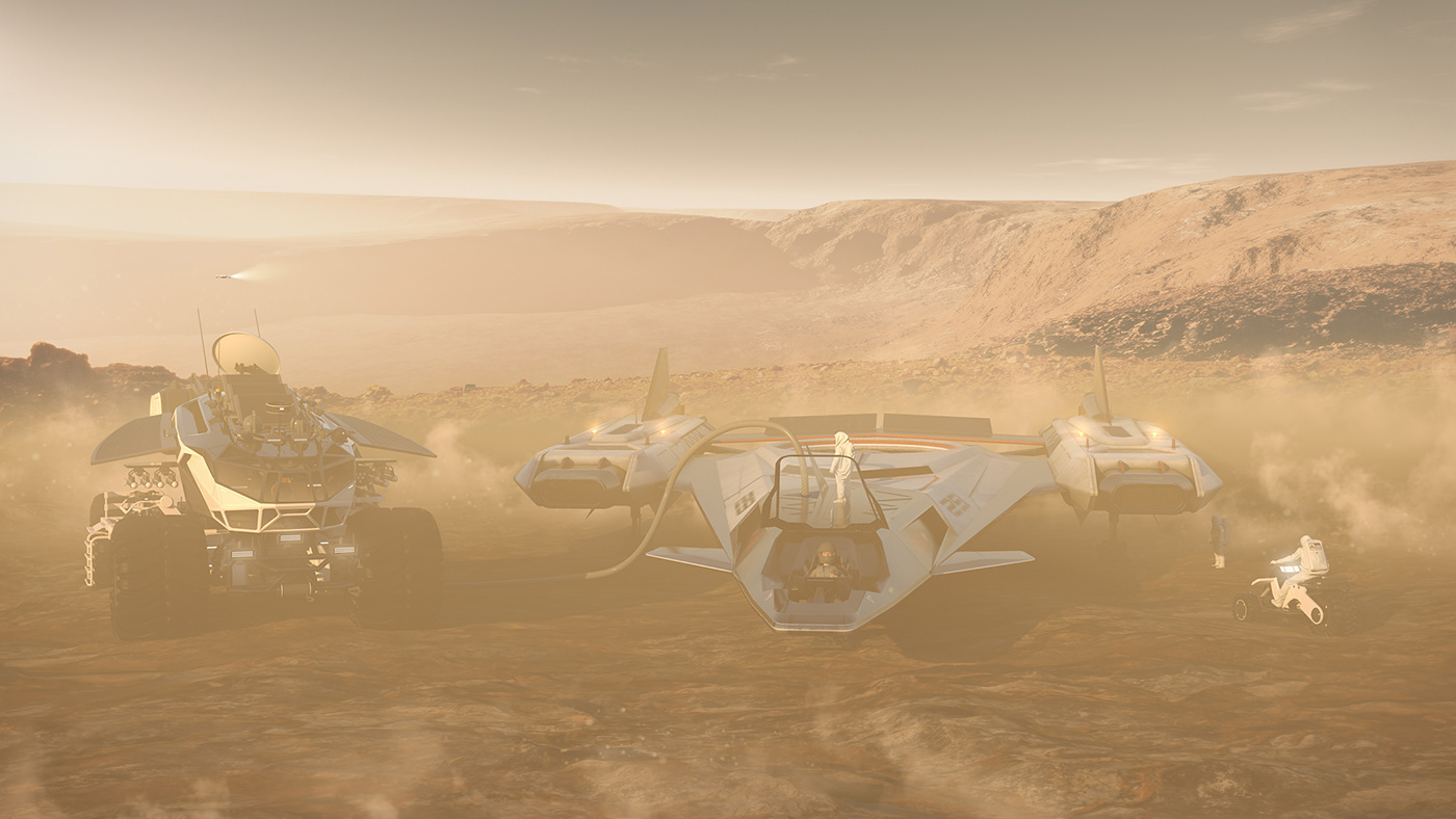 spacecraft，3d，concept，airship，mars，design，