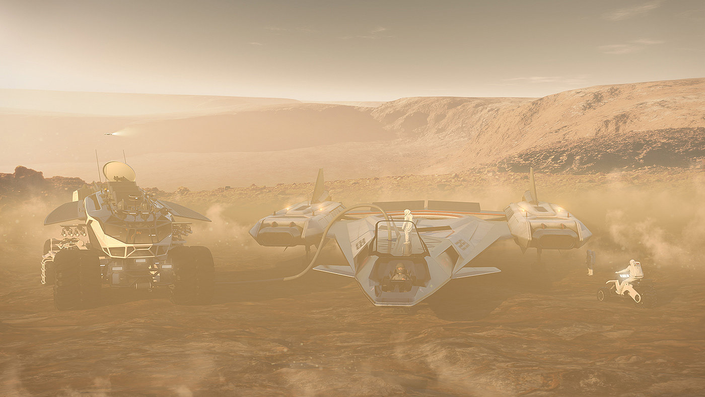 spacecraft，3d，concept，airship，mars，design，