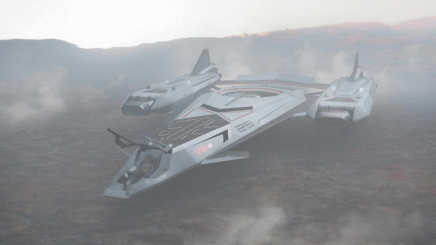 spacecraft，3d，concept，airship，mars，design，