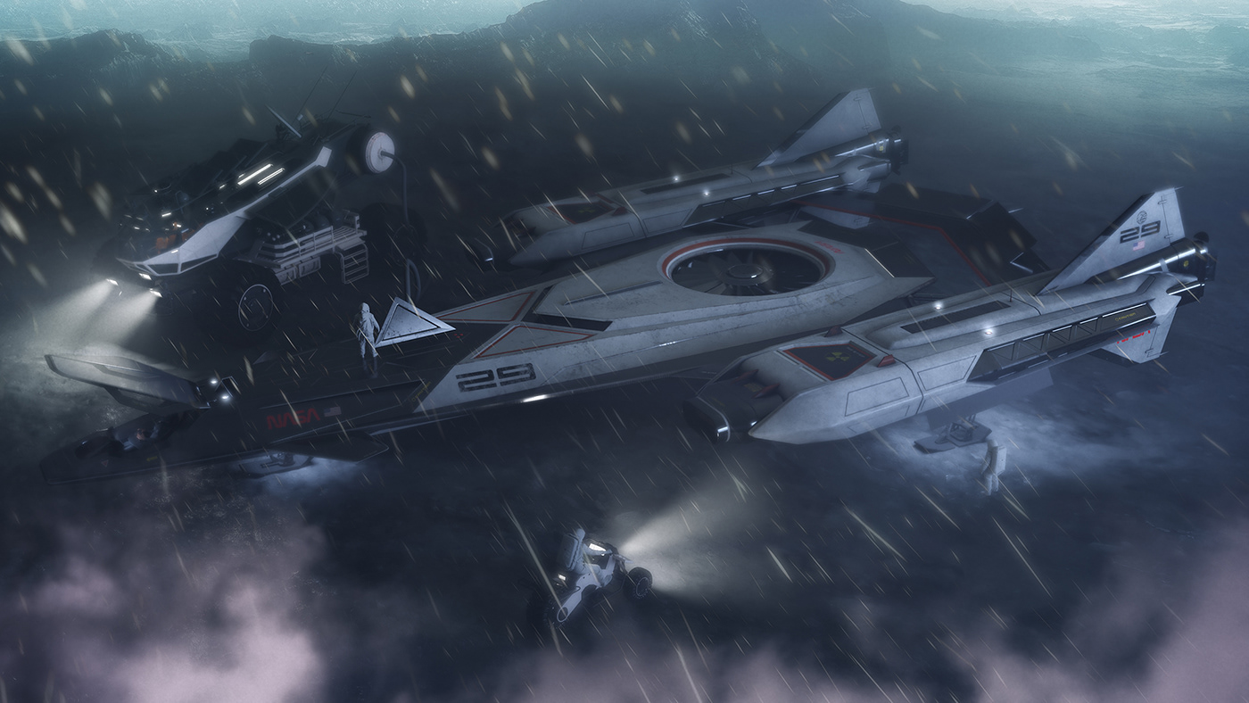 spacecraft，3d，concept，airship，mars，design，