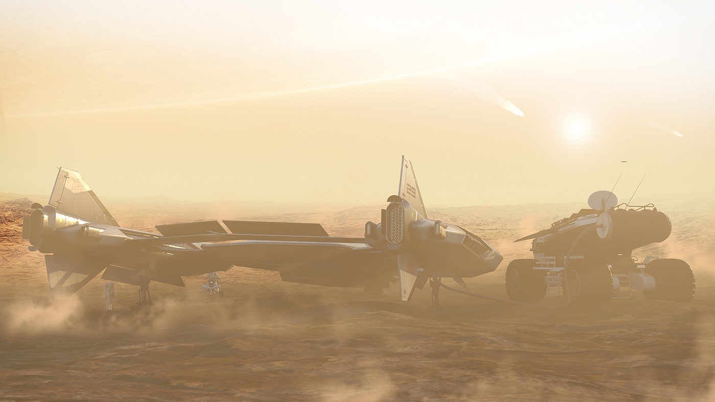 spacecraft，3d，concept，airship，mars，design，