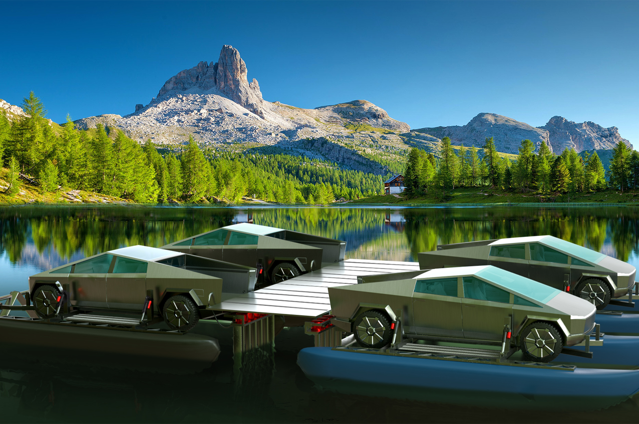 Cyber​​cat，Amphibious machinery，Tesla，Cyber truck，All electric catamaran，industrial design，