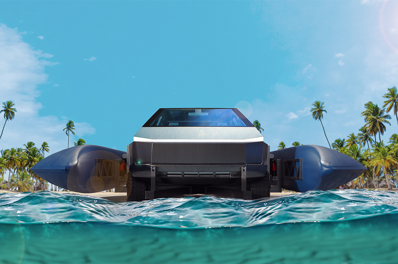 Cyber​​cat，Amphibious machinery，Tesla，Cyber truck，All electric catamaran，industrial design，
