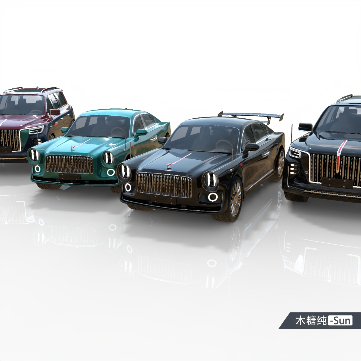 Domestic car, car design, red flag，