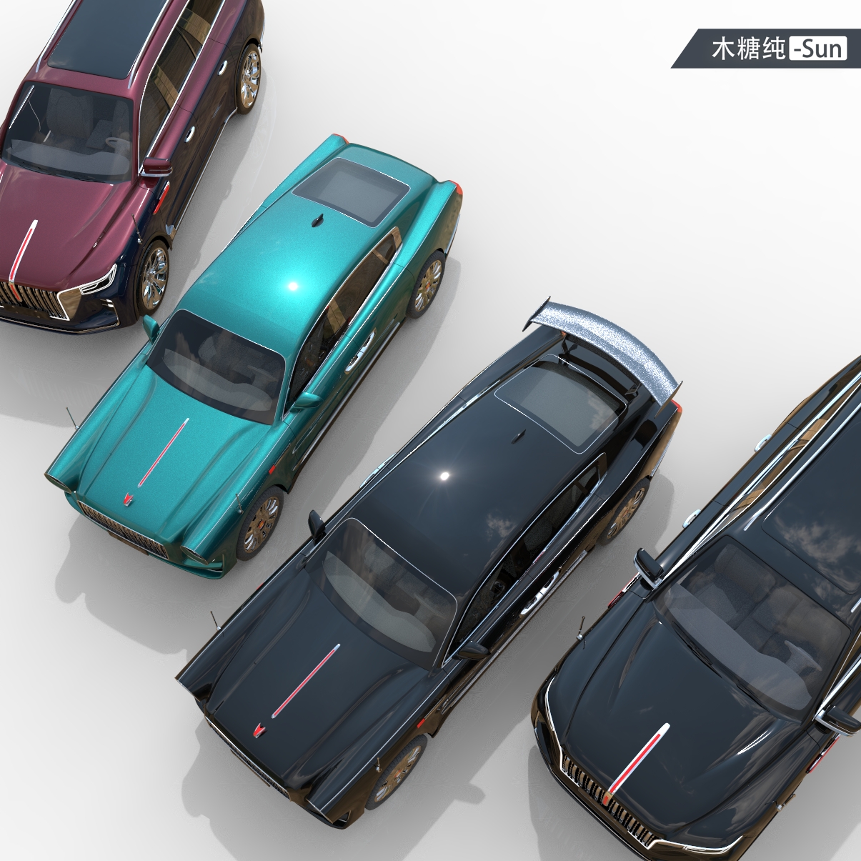 Domestic car, car design, red flag，