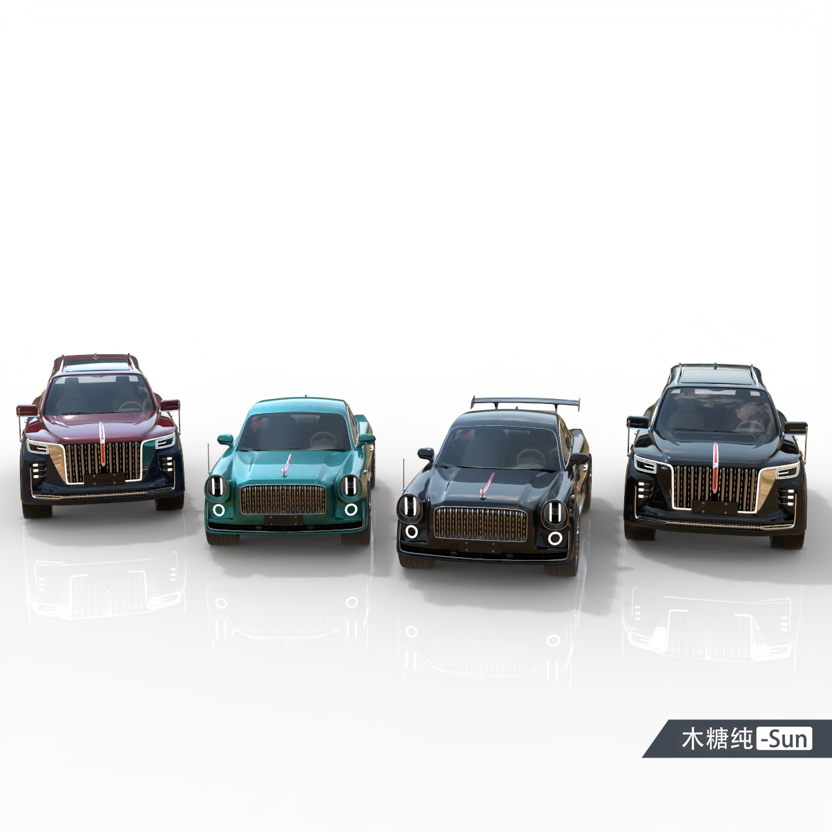 Domestic car, car design, red flag，